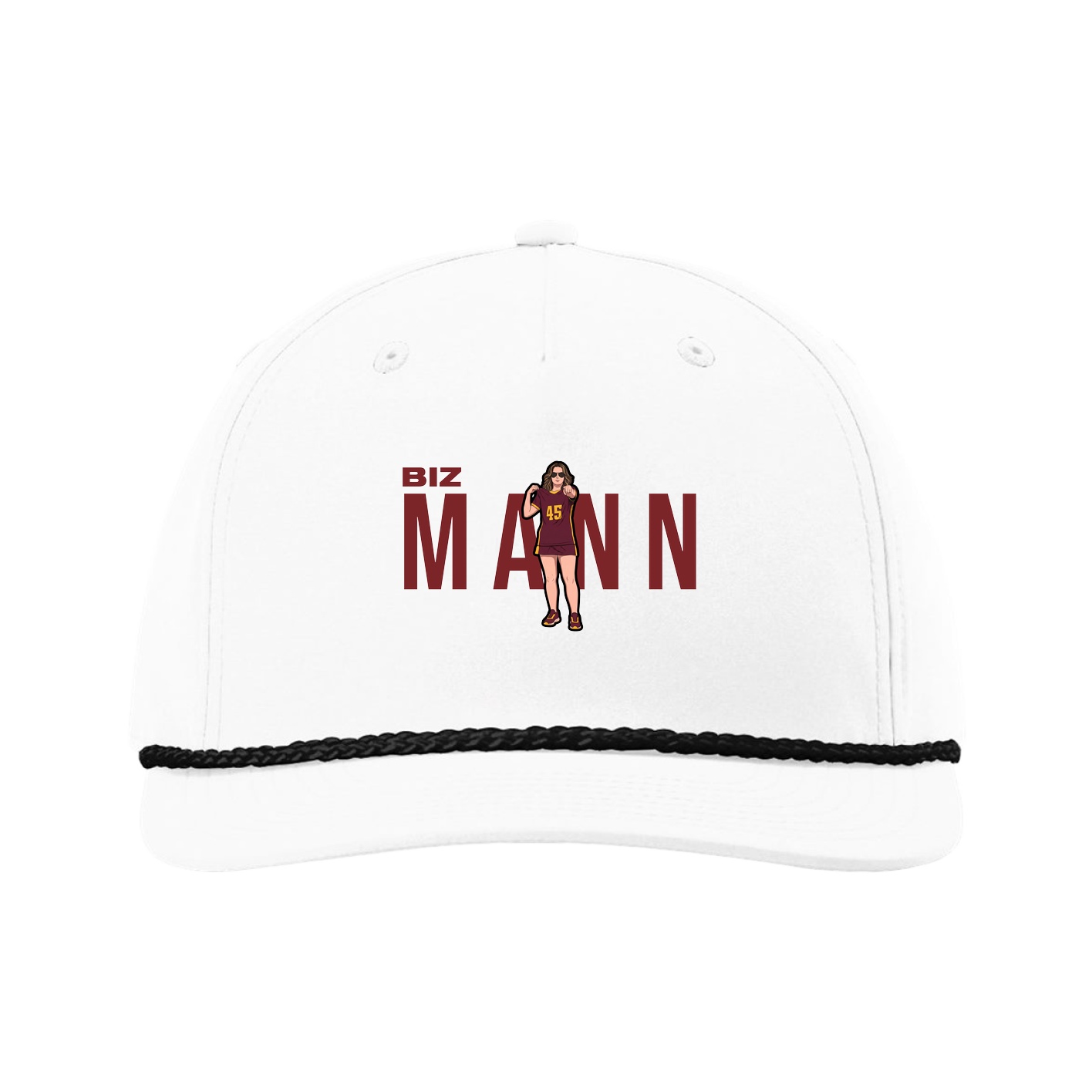 Five-Panel Classic Rope Cap — Player Name in White