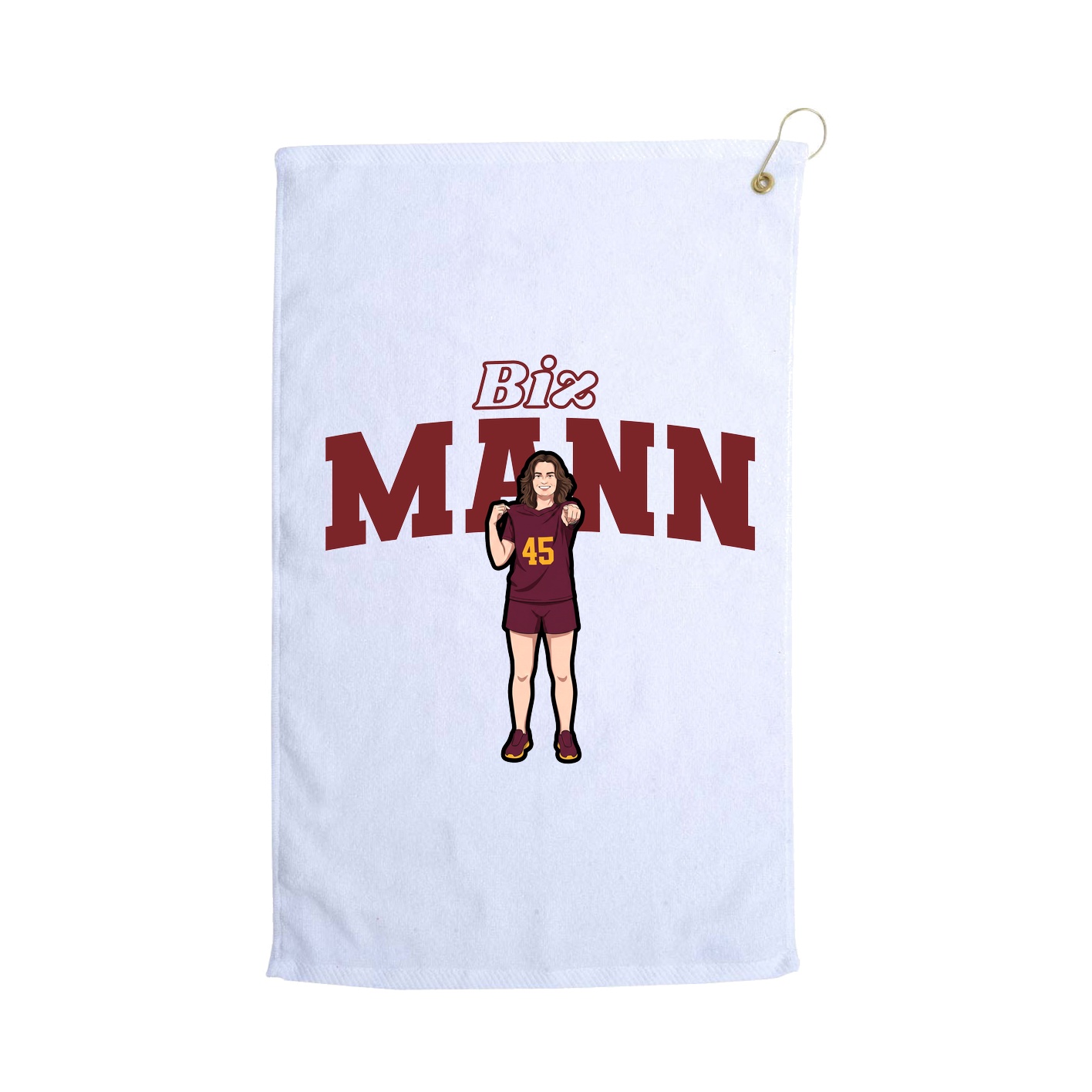 Golf Towel — Name Arch in White