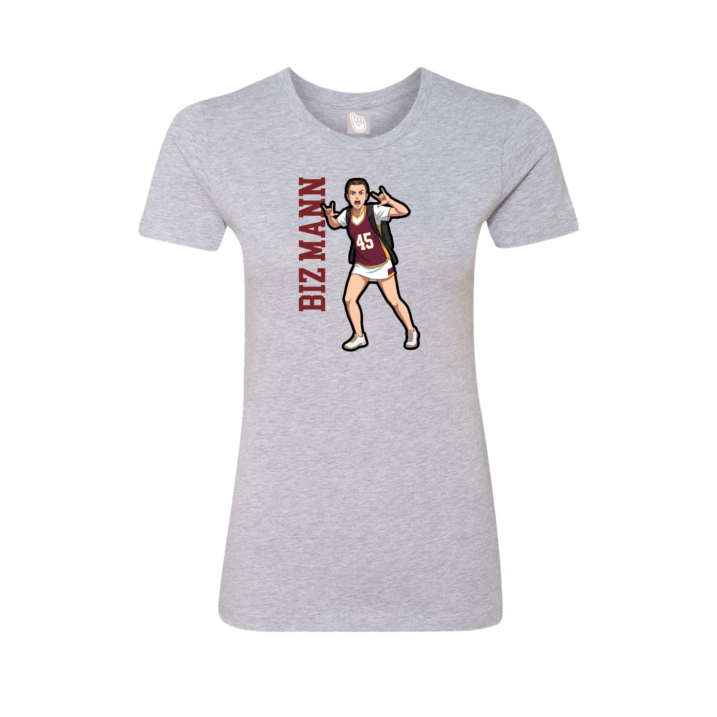 Fitted Women's Tee — Name Vertical in Grey