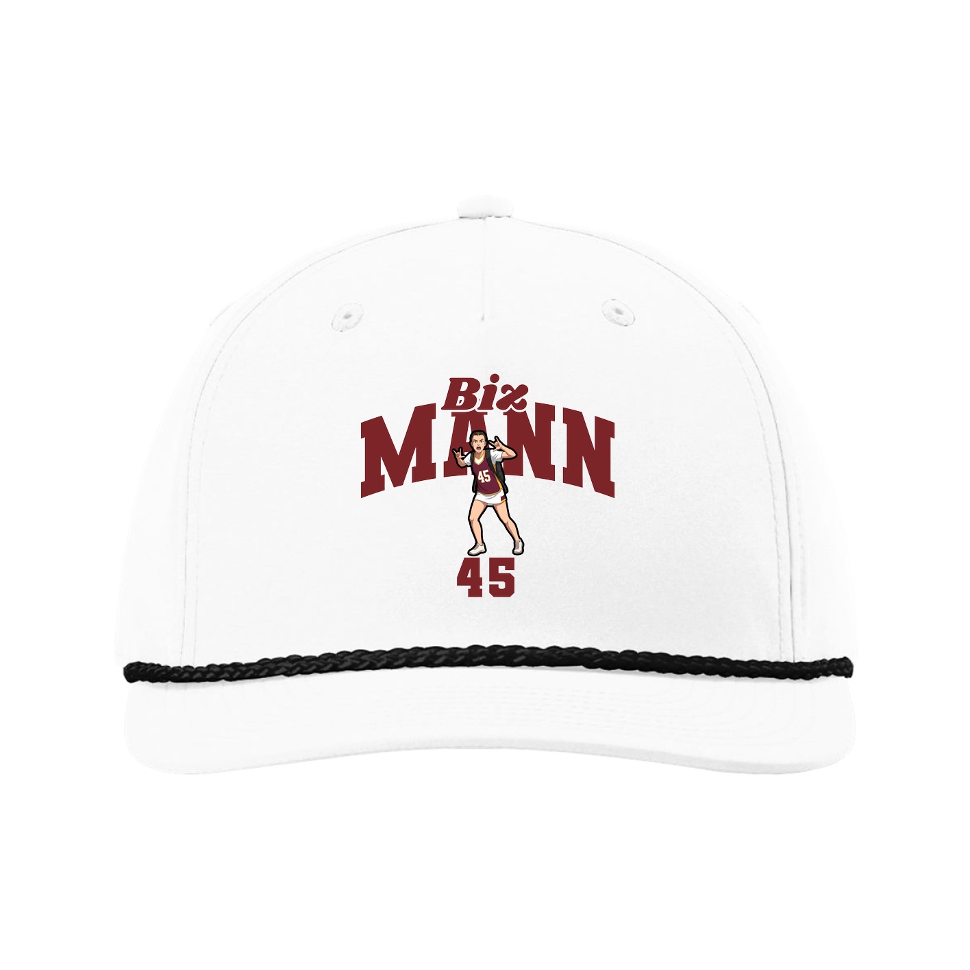 Five-Panel Classic Rope Cap — Signature Arch in White