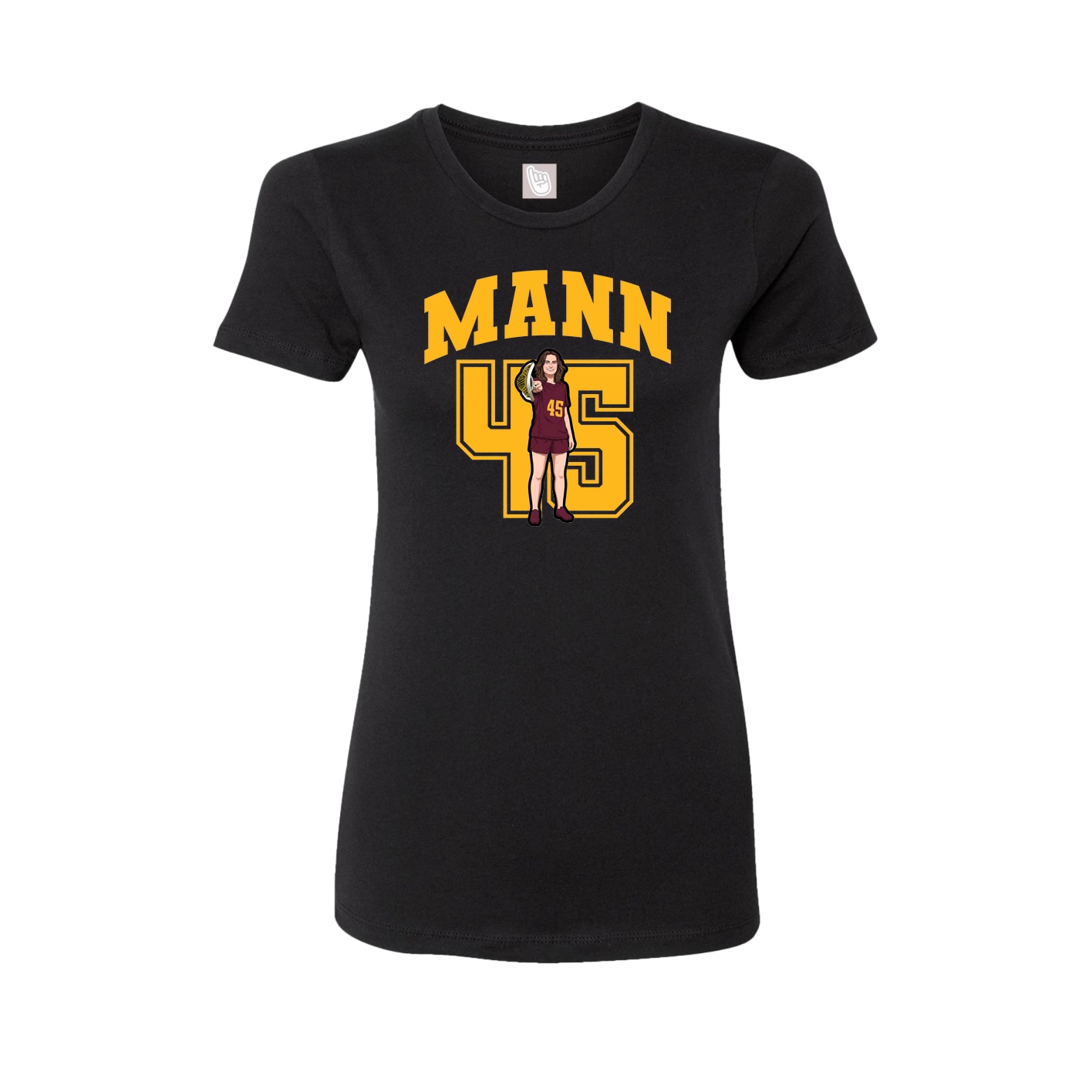 Fitted Women's Tee — Number in Black