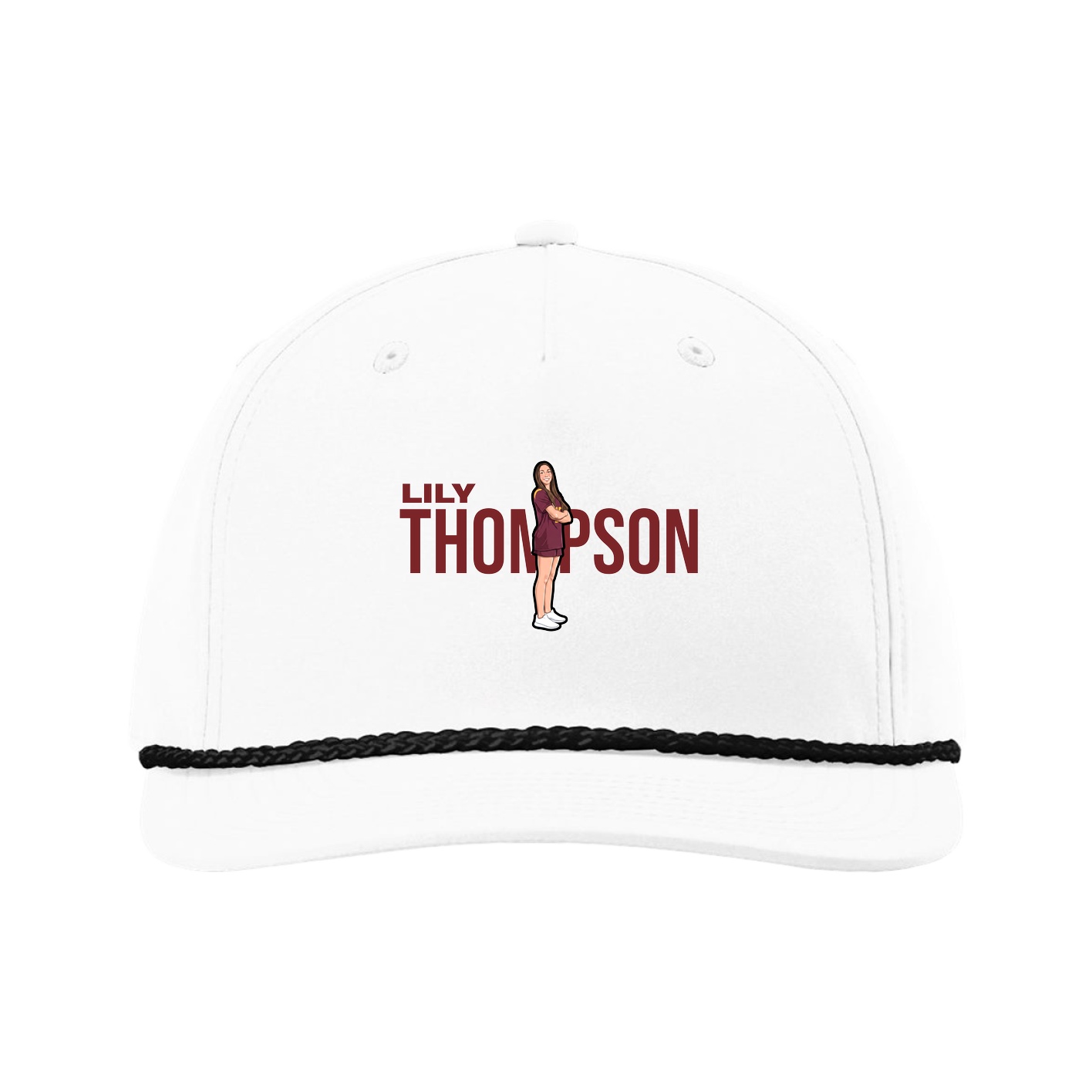Five-Panel Classic Rope Cap — Player Name in White