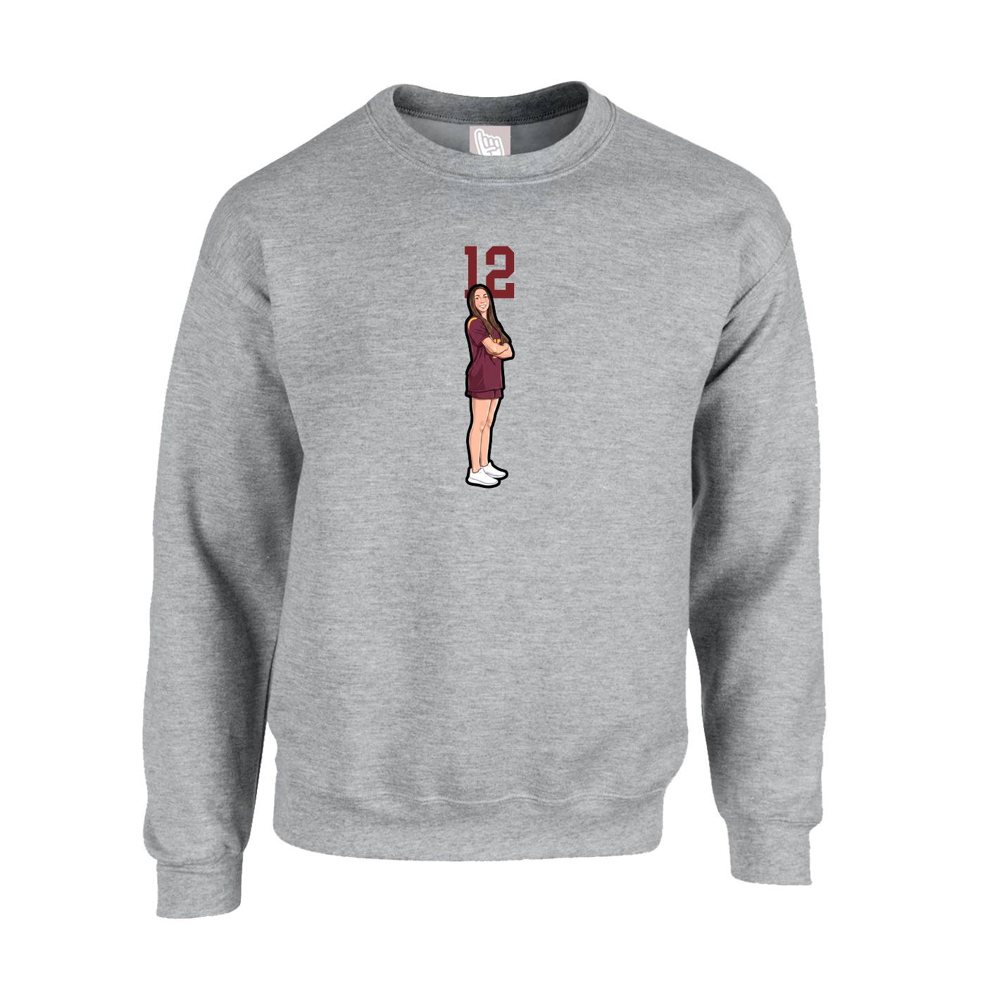 Fleece Crew — Number Top in Grey