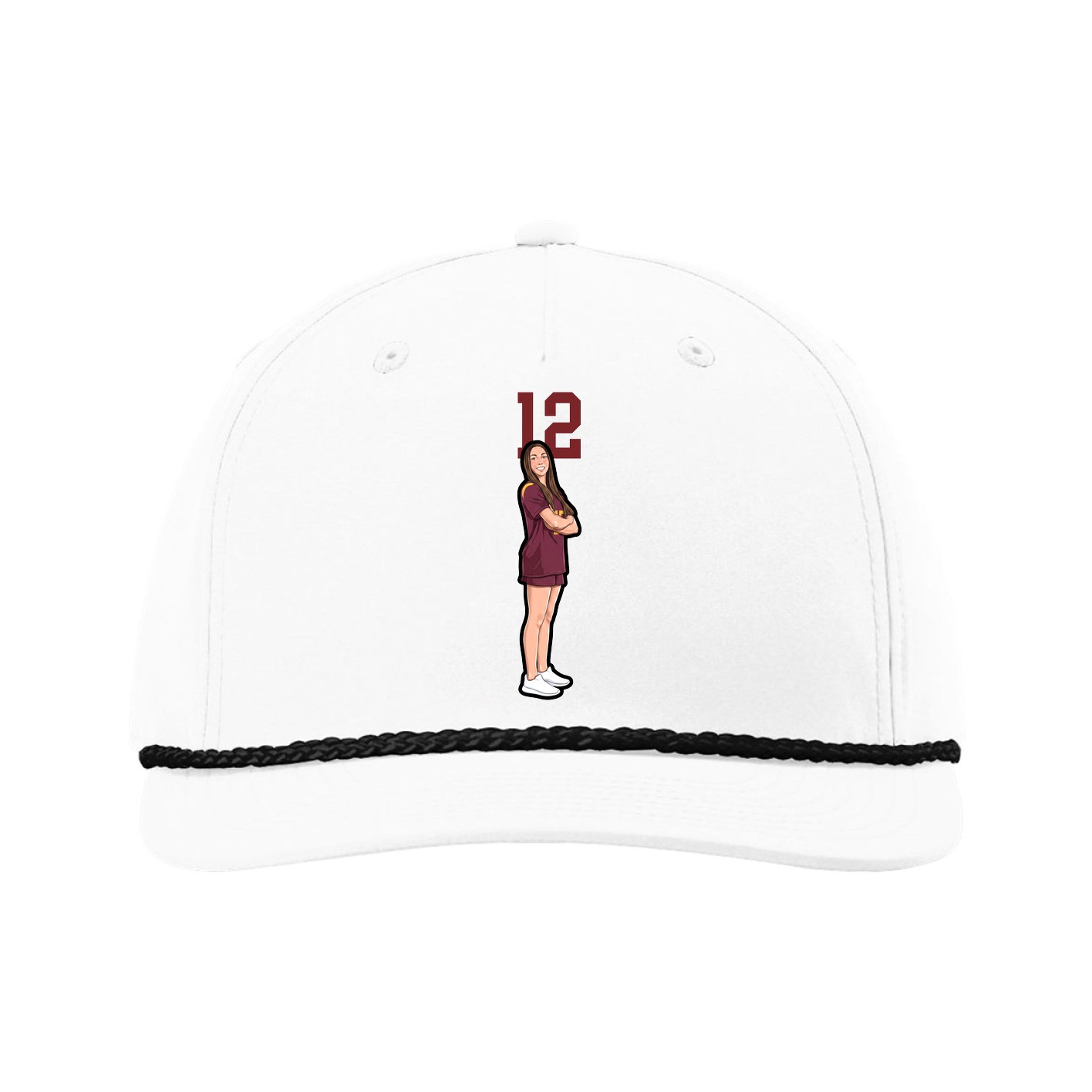 Five-Panel Classic Rope Cap — Number Top in White