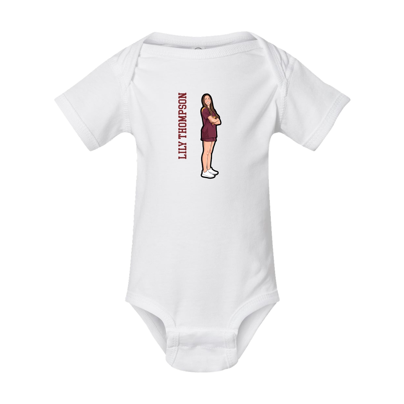 Baby Onesie — Name Vertical in White