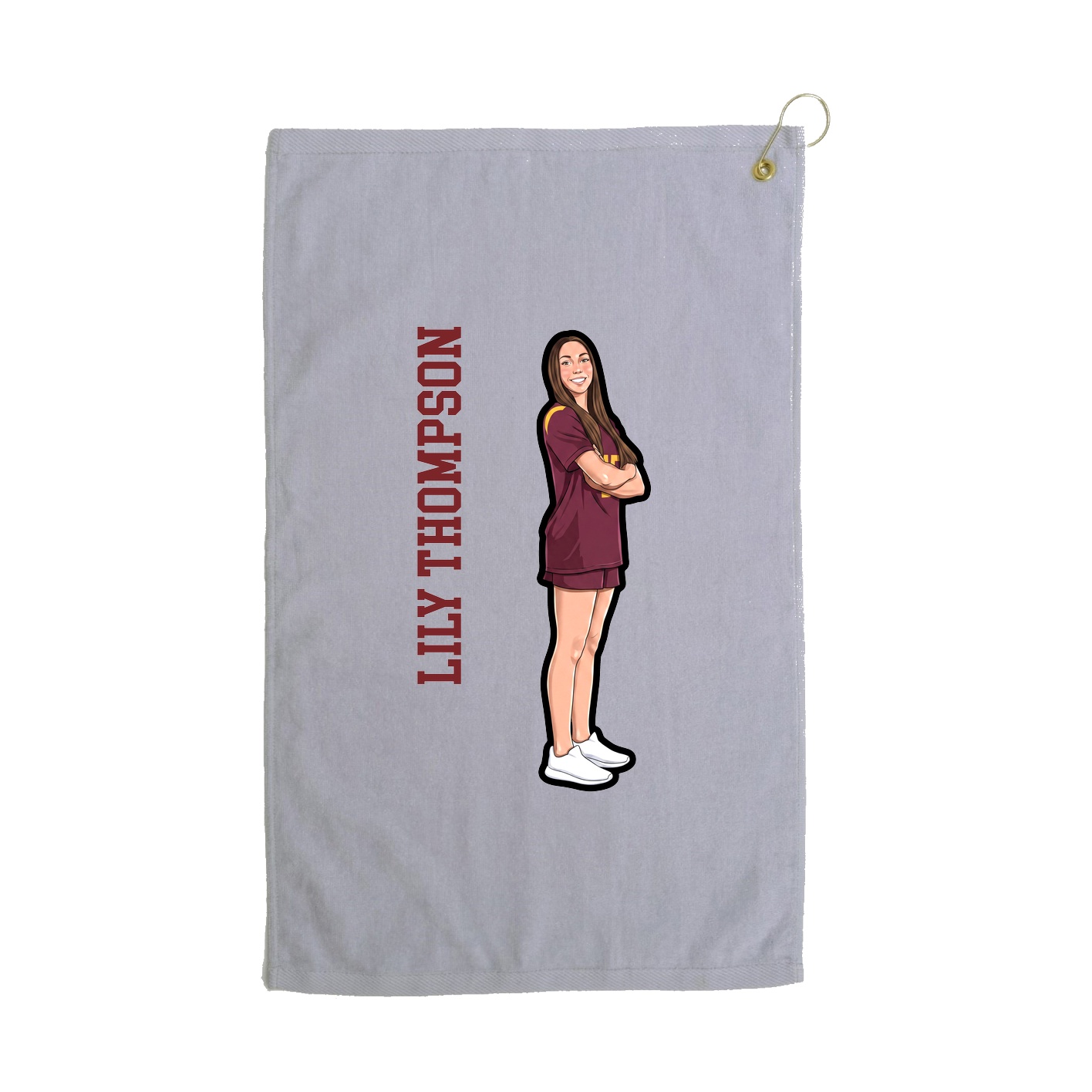 Golf Towel — Name Vertical in Grey