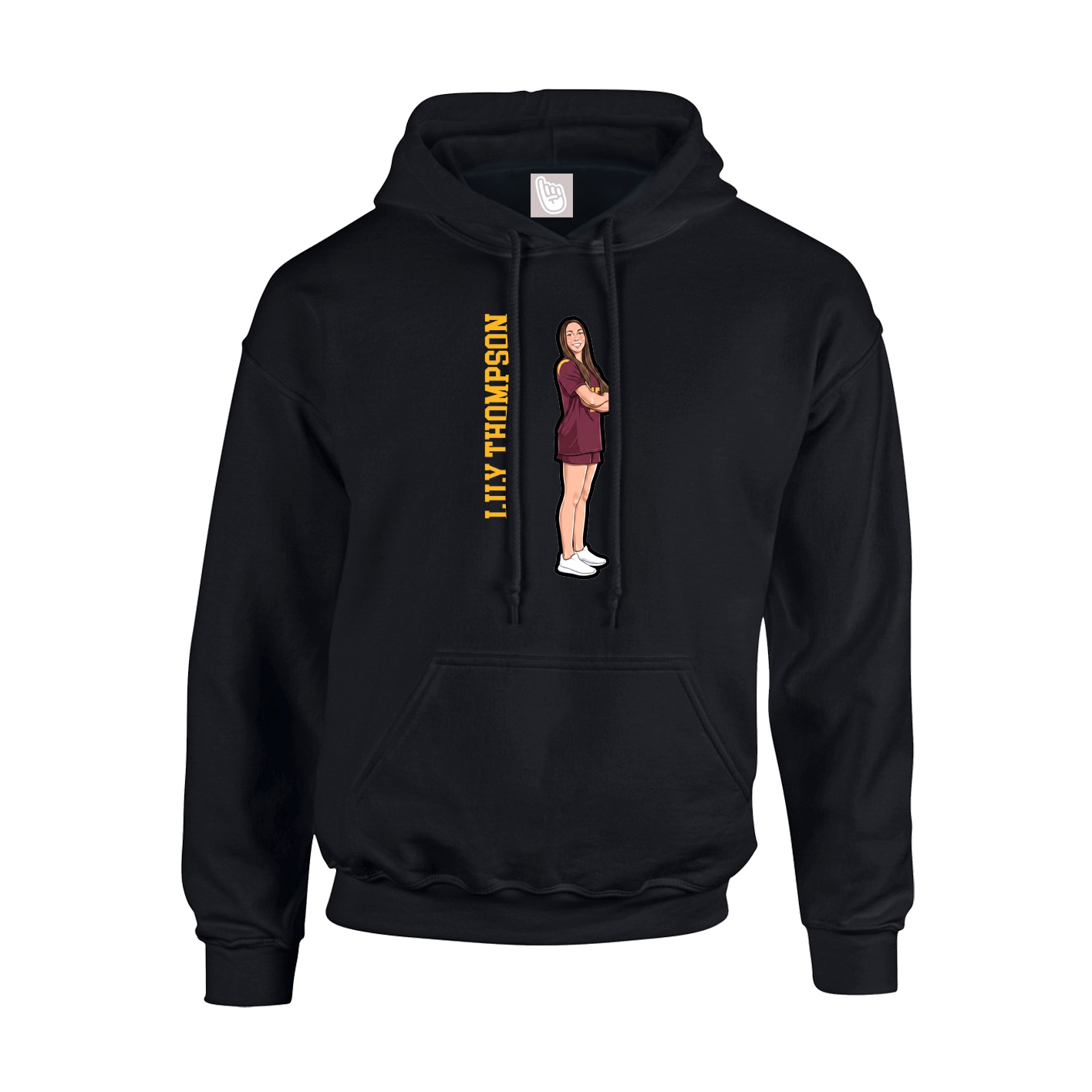 Youth Hoodie — Name Vertical in Black