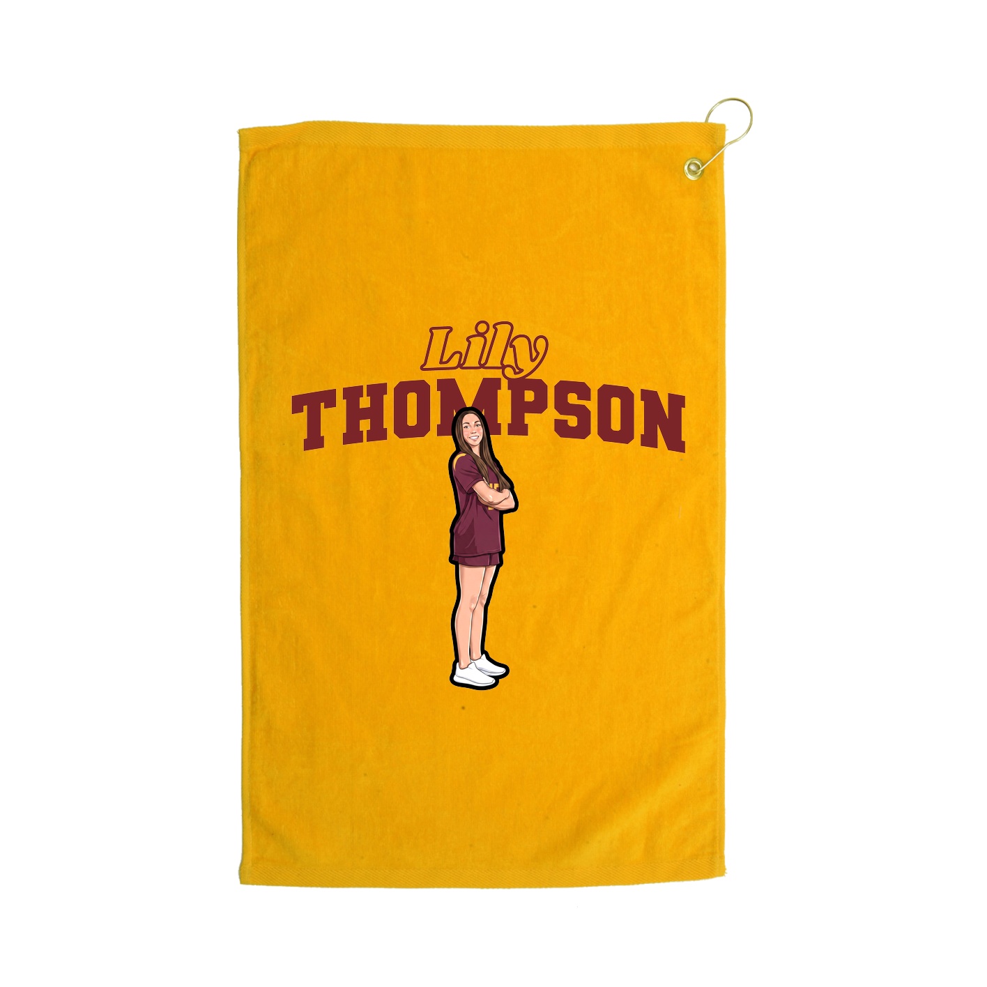 Golf Towel — Name Arch in Gold