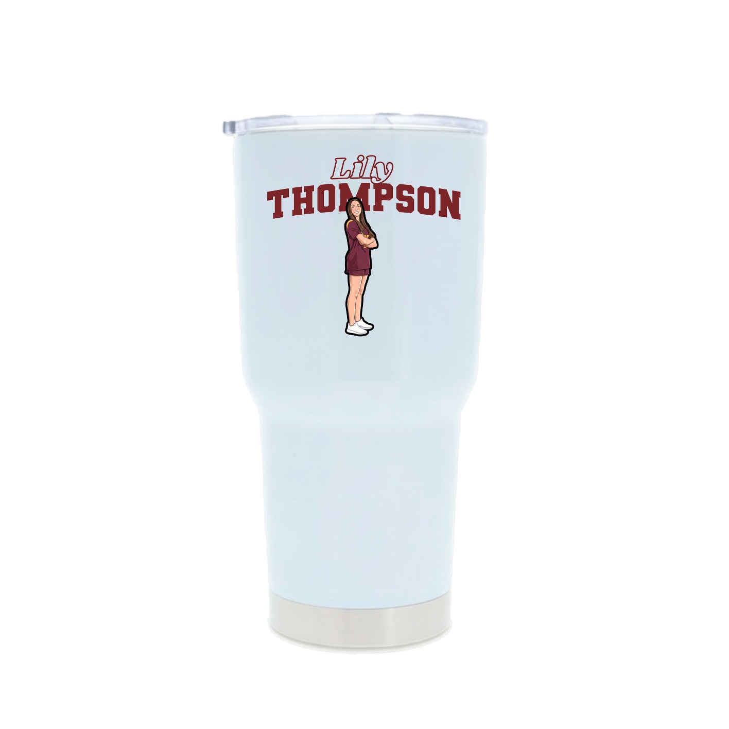 30oz Stainless Steel Tumbler — Name Arch in White
