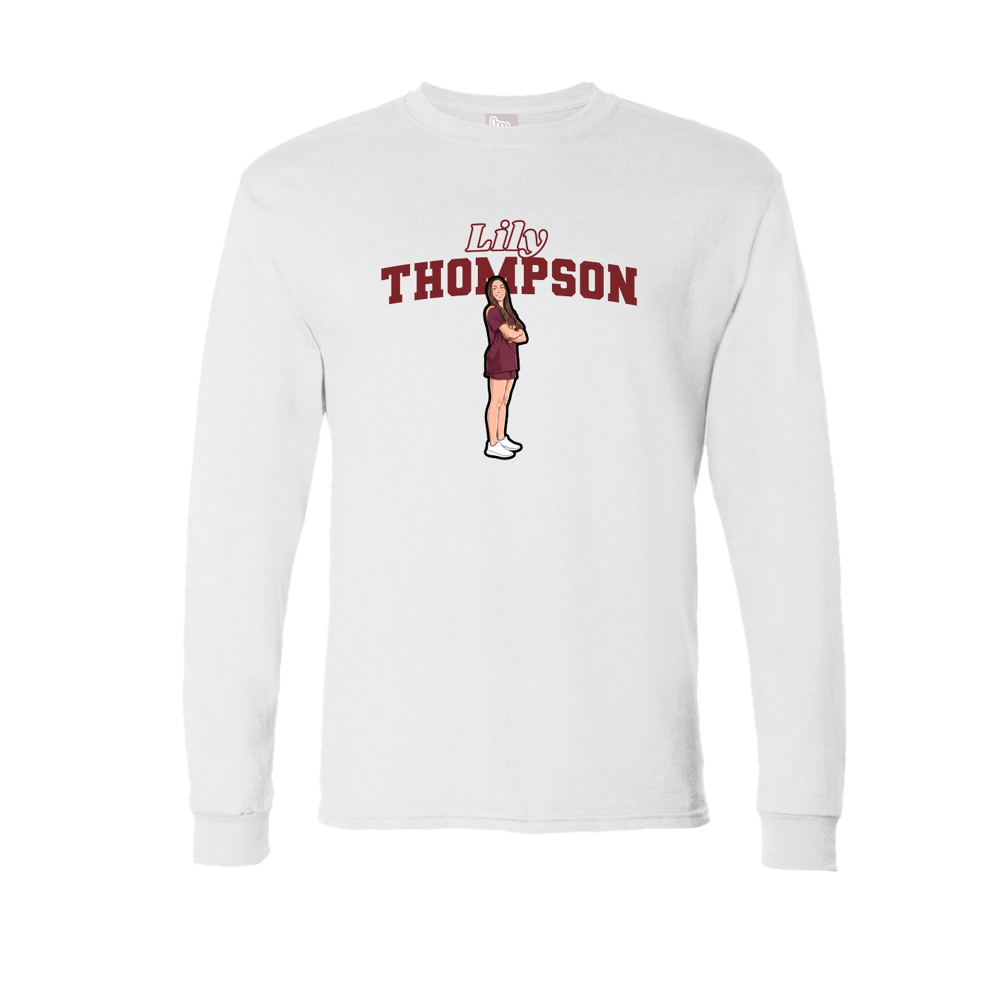 Long Sleeve Tee — Name Arch in White