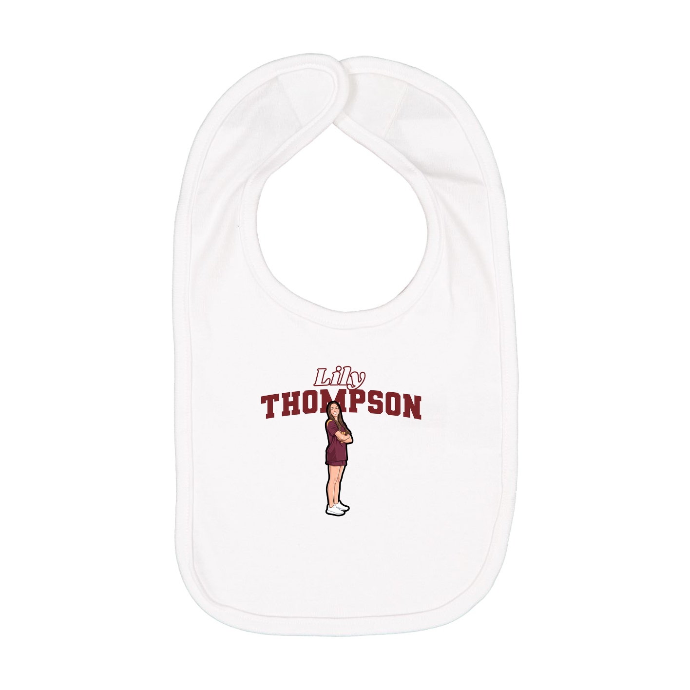 Infant Bib — Name Arch in White