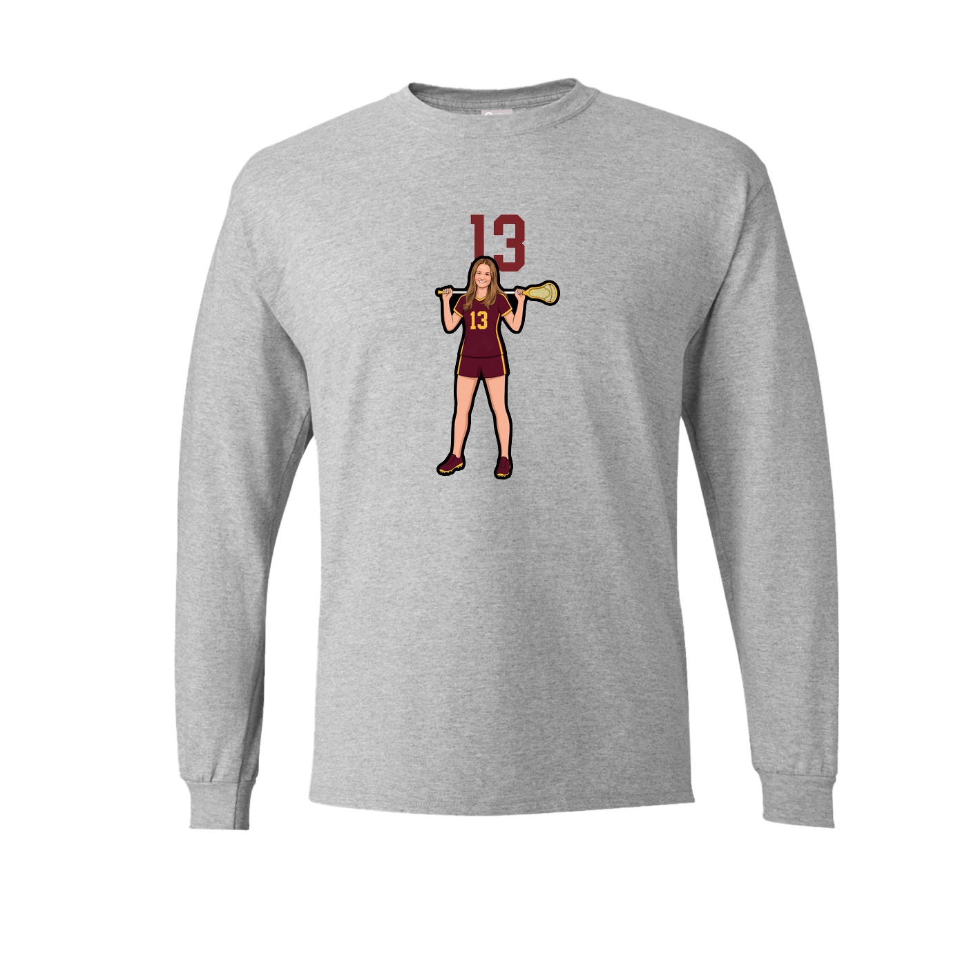 Long Sleeve Tee — Number Top in Grey