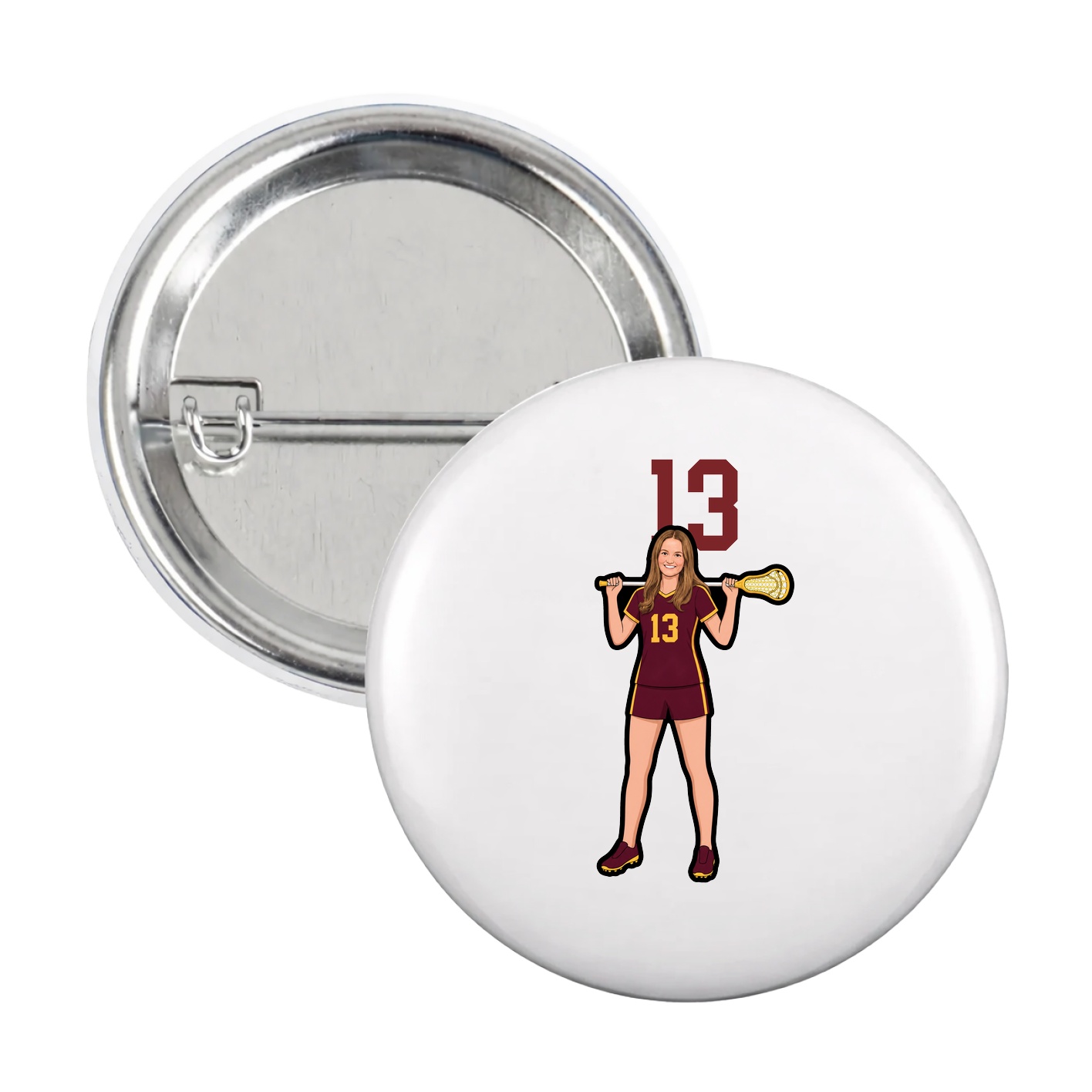 Game Day Button — Number Top in White