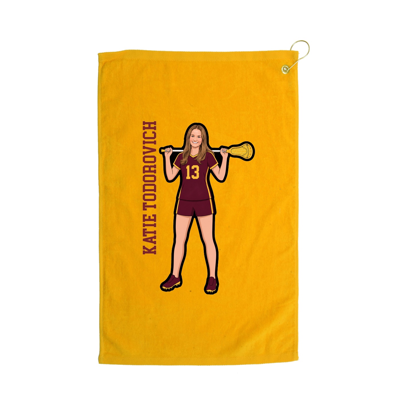 Golf Towel — Name Vertical in Gold