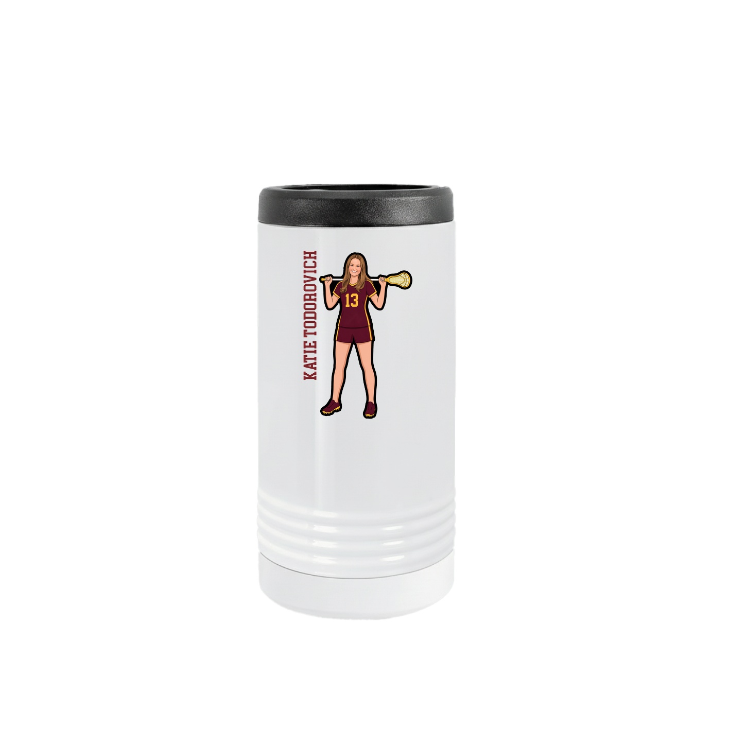Slim Beverage Holder — Name Vertical in White