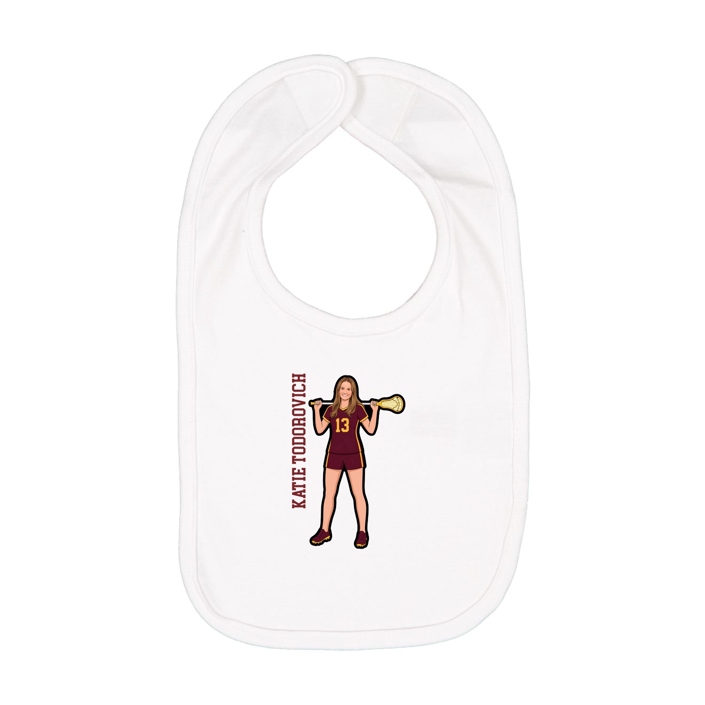 Infant Bib — Name Vertical in White