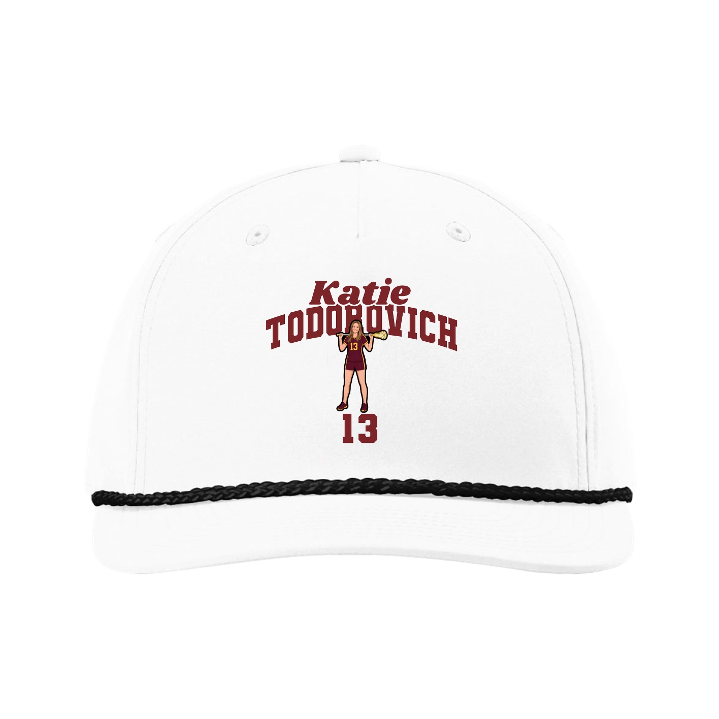 Five-Panel Classic Rope Cap — Signature Arch in White