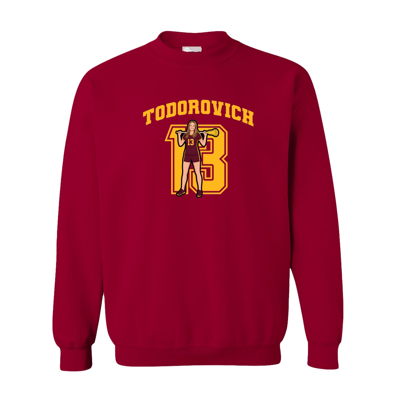 Fleece Crew — Number in Cardinal