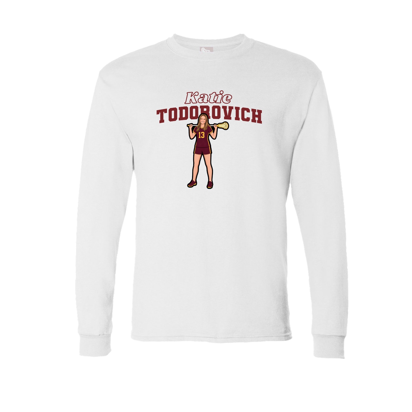Long Sleeve Tee — Name Arch in White
