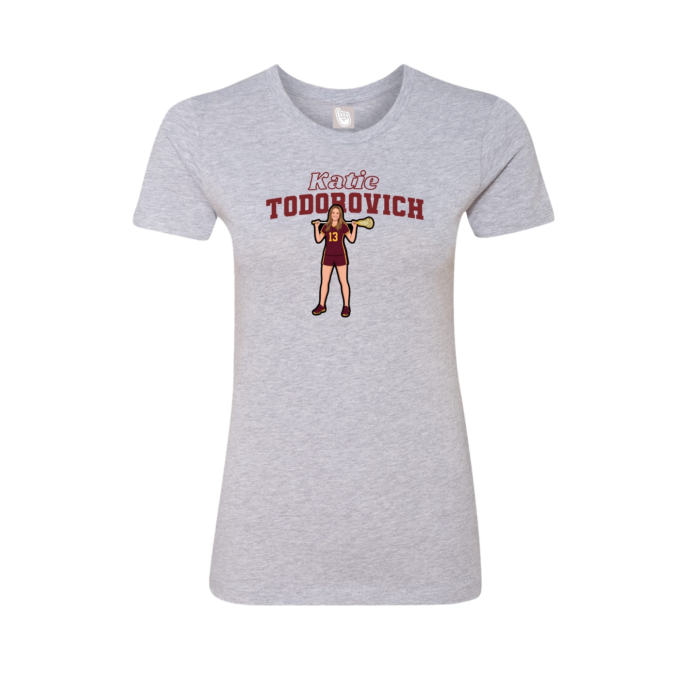 Fitted Women's Tee — Name Arch in Grey