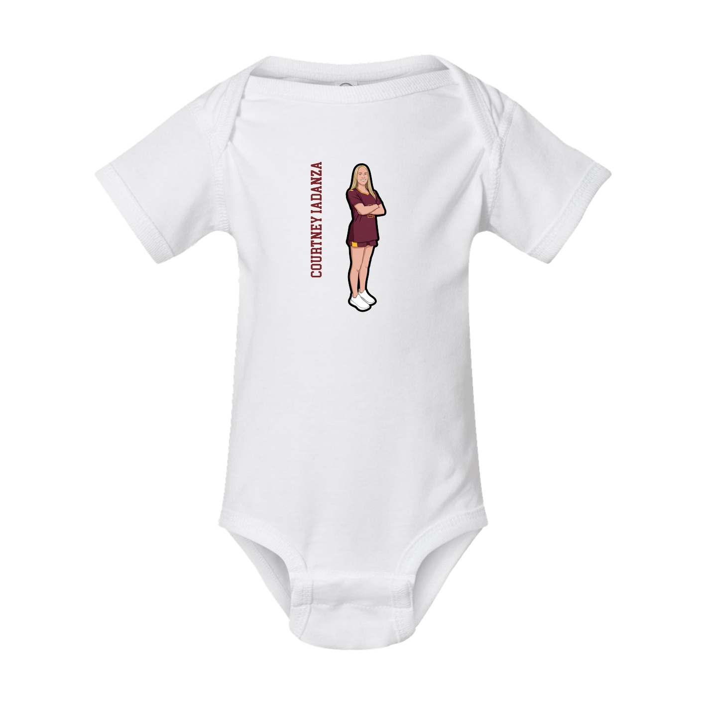 Baby Onesie — Name Vertical in White