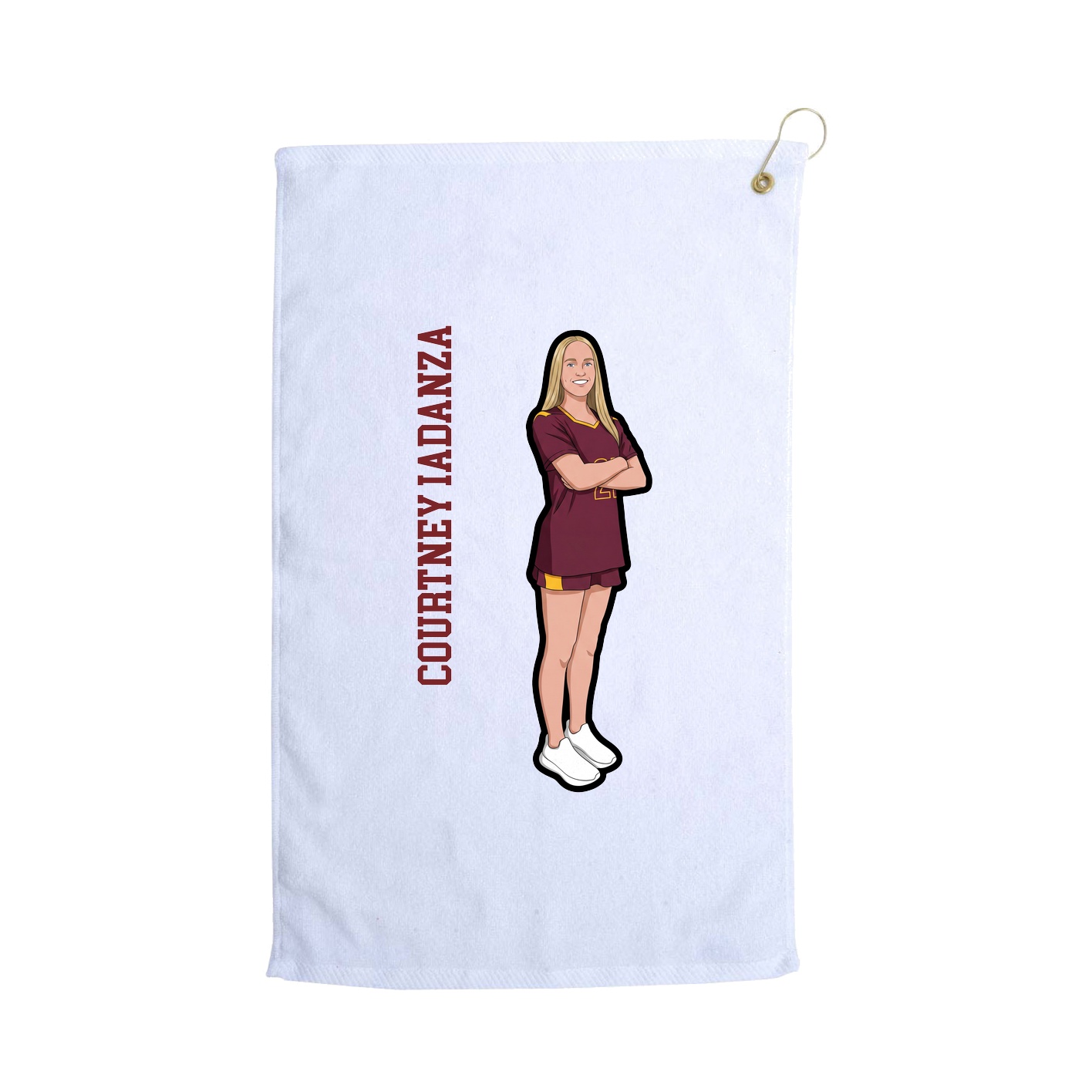 Golf Towel — Name Vertical in White