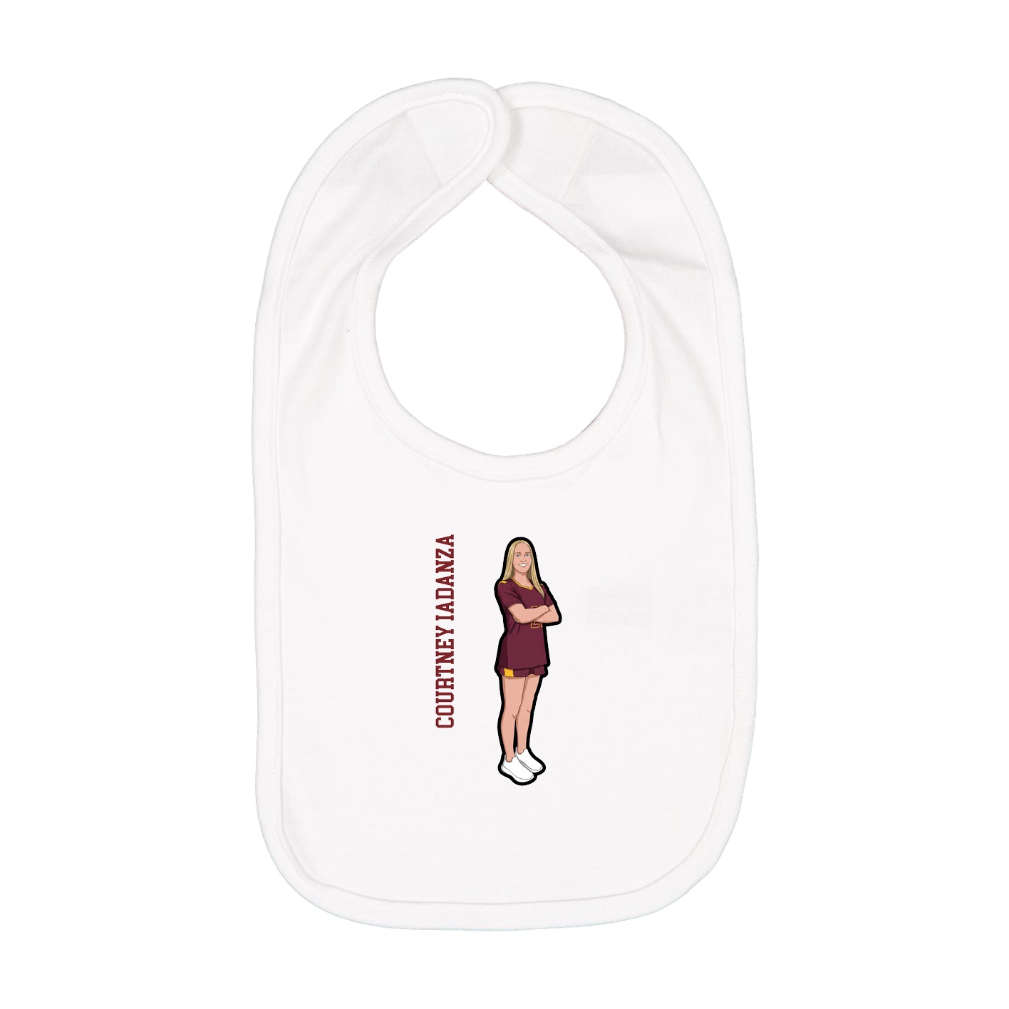Infant Bib — Name Vertical in White