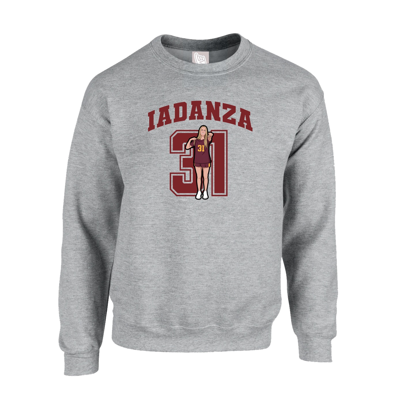 Fleece Crew — Number in Grey