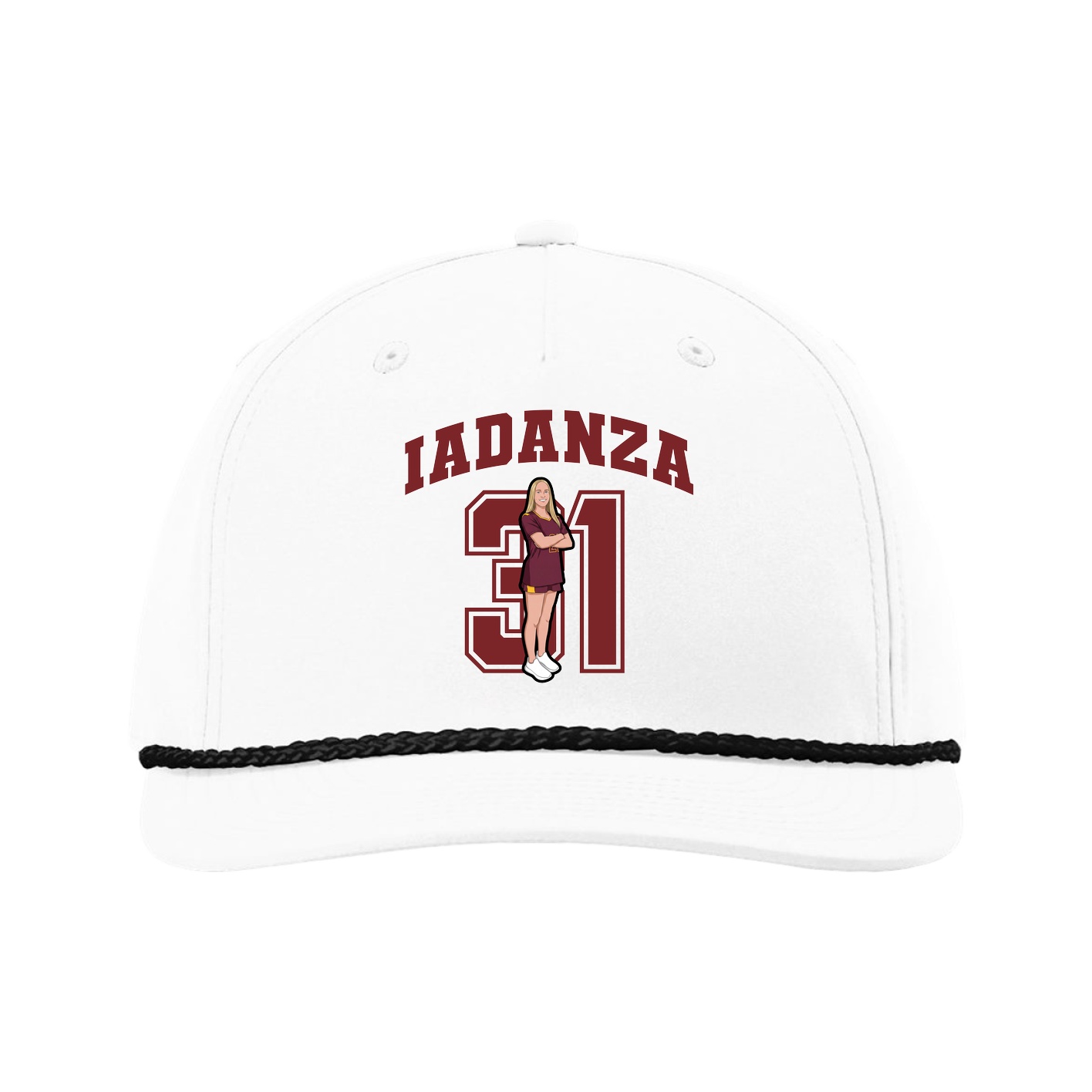 Five-Panel Classic Rope Cap — Number in White