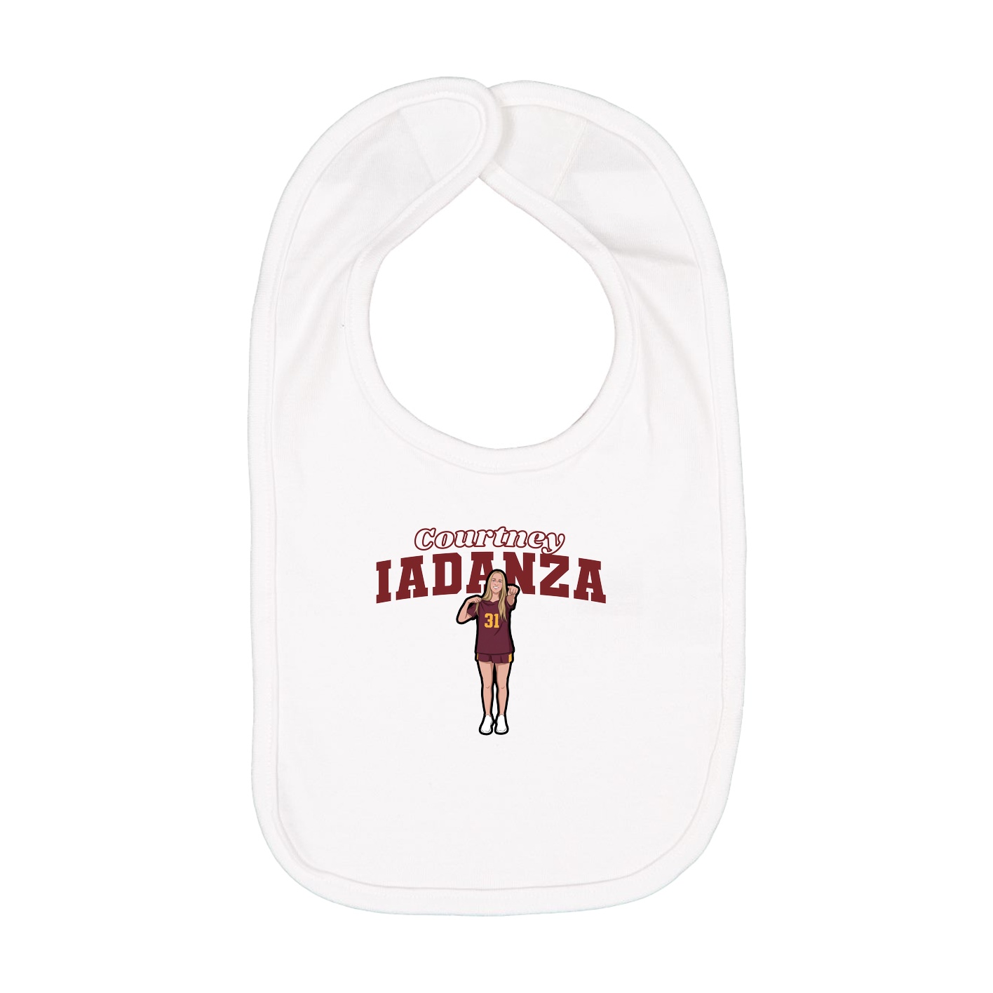 Infant Bib — Name Arch in White