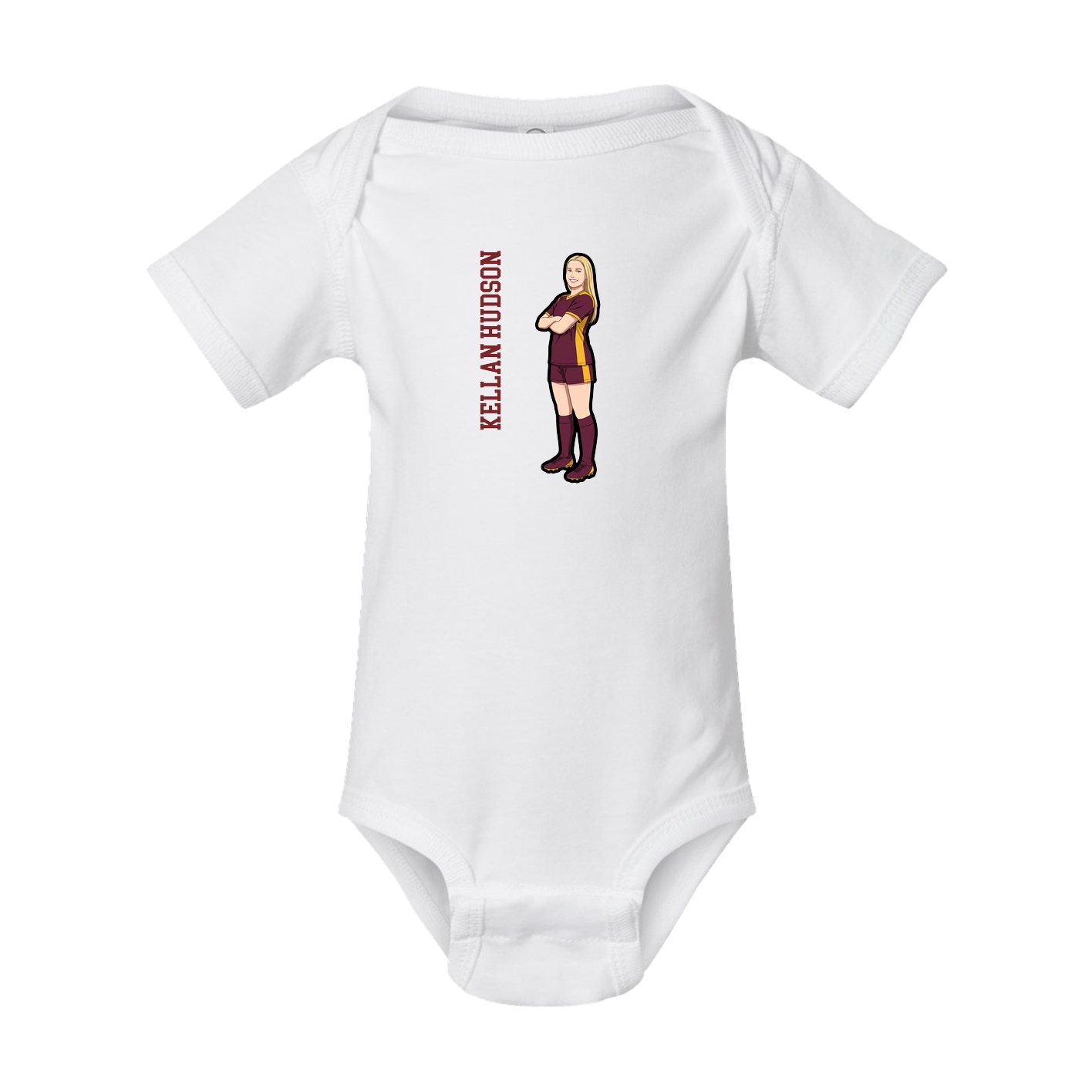 Baby Onesie — Name Vertical in White