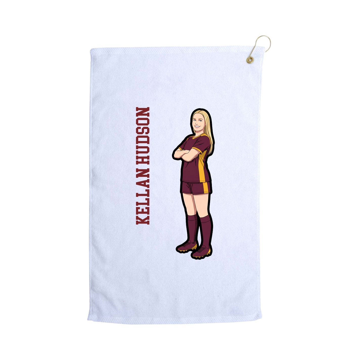 Golf Towel — Name Vertical in White