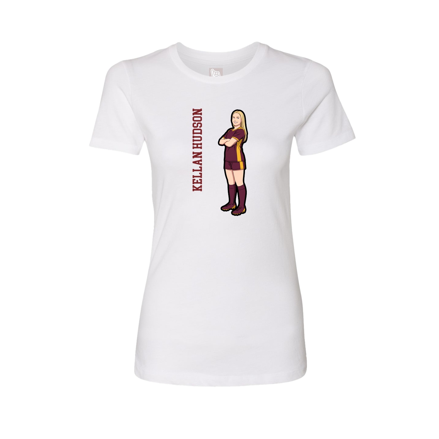 Womens Tee — Name Vertical in White