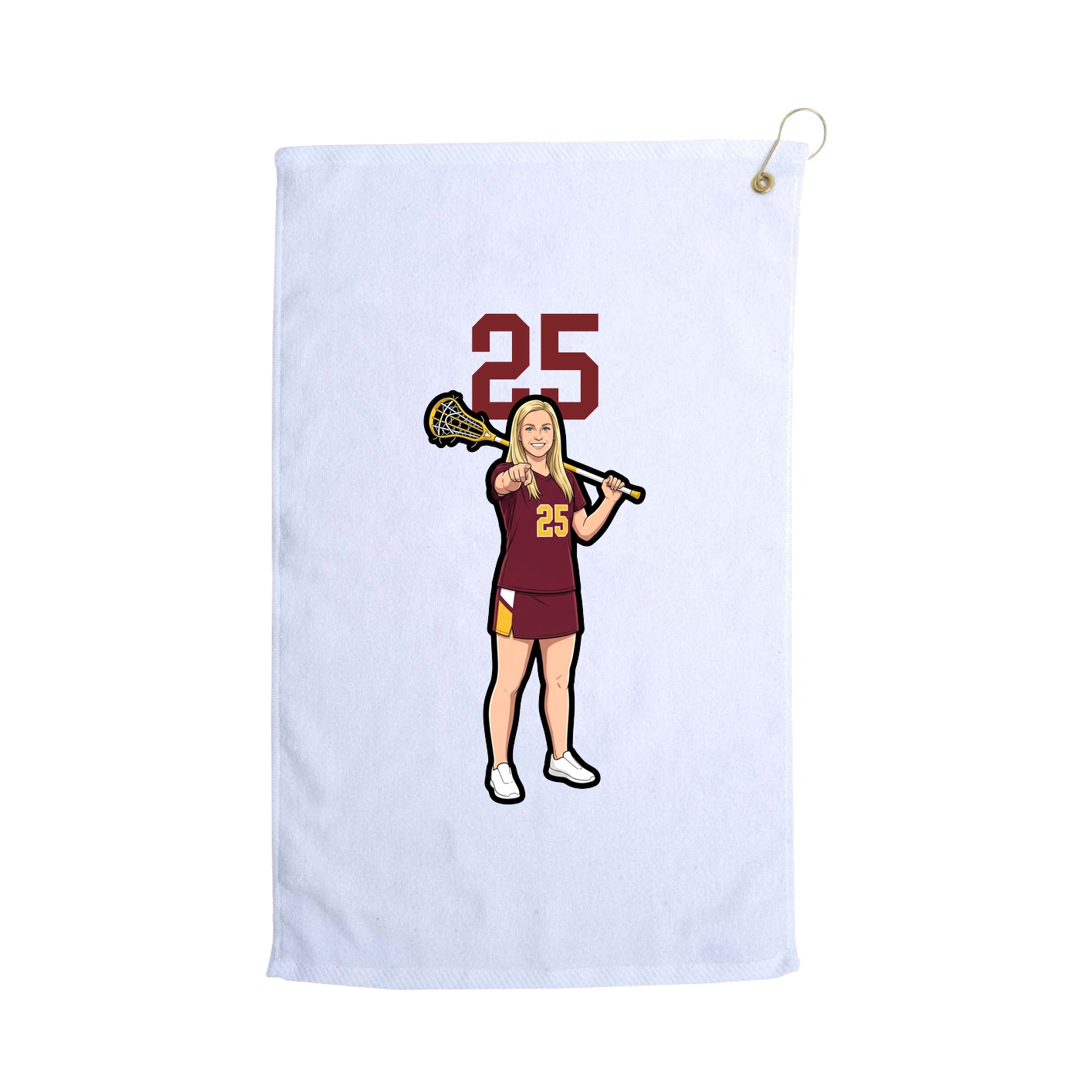 Golf Towel — Number Top in White