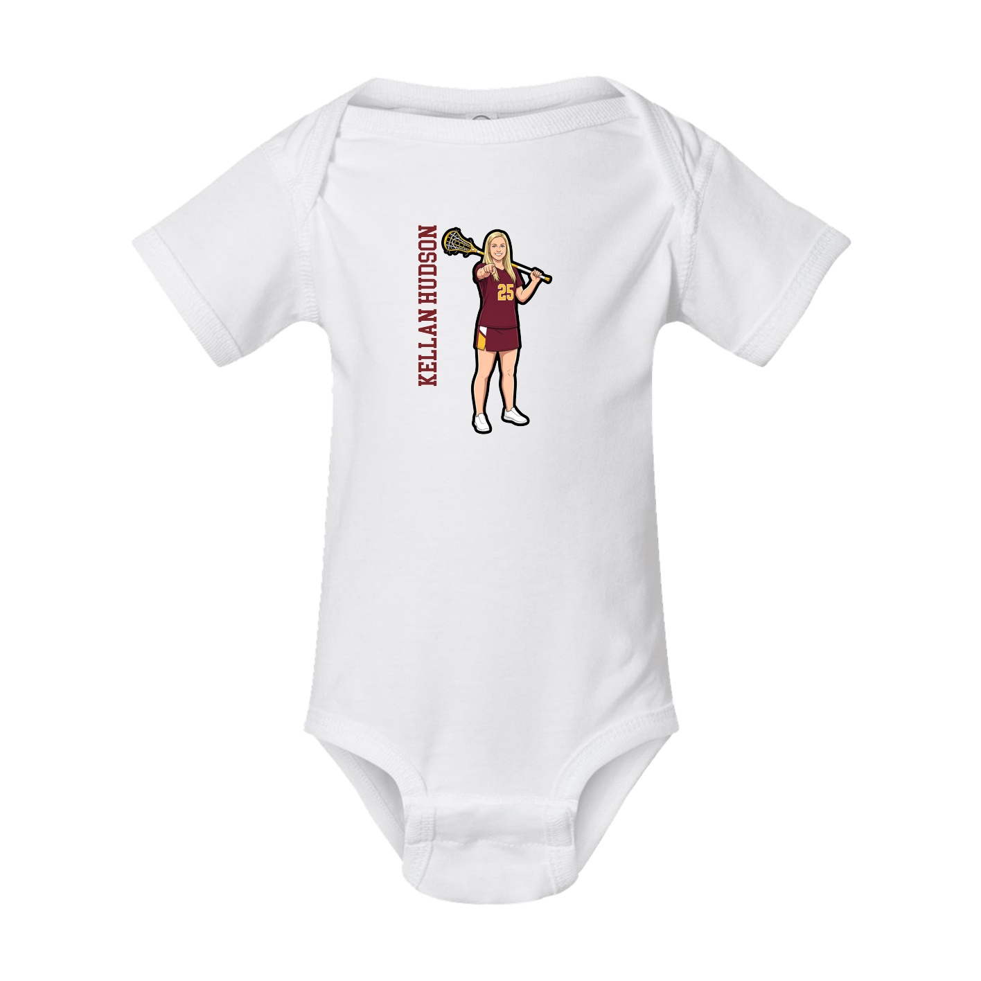 Baby Onesie — Name Vertical in White