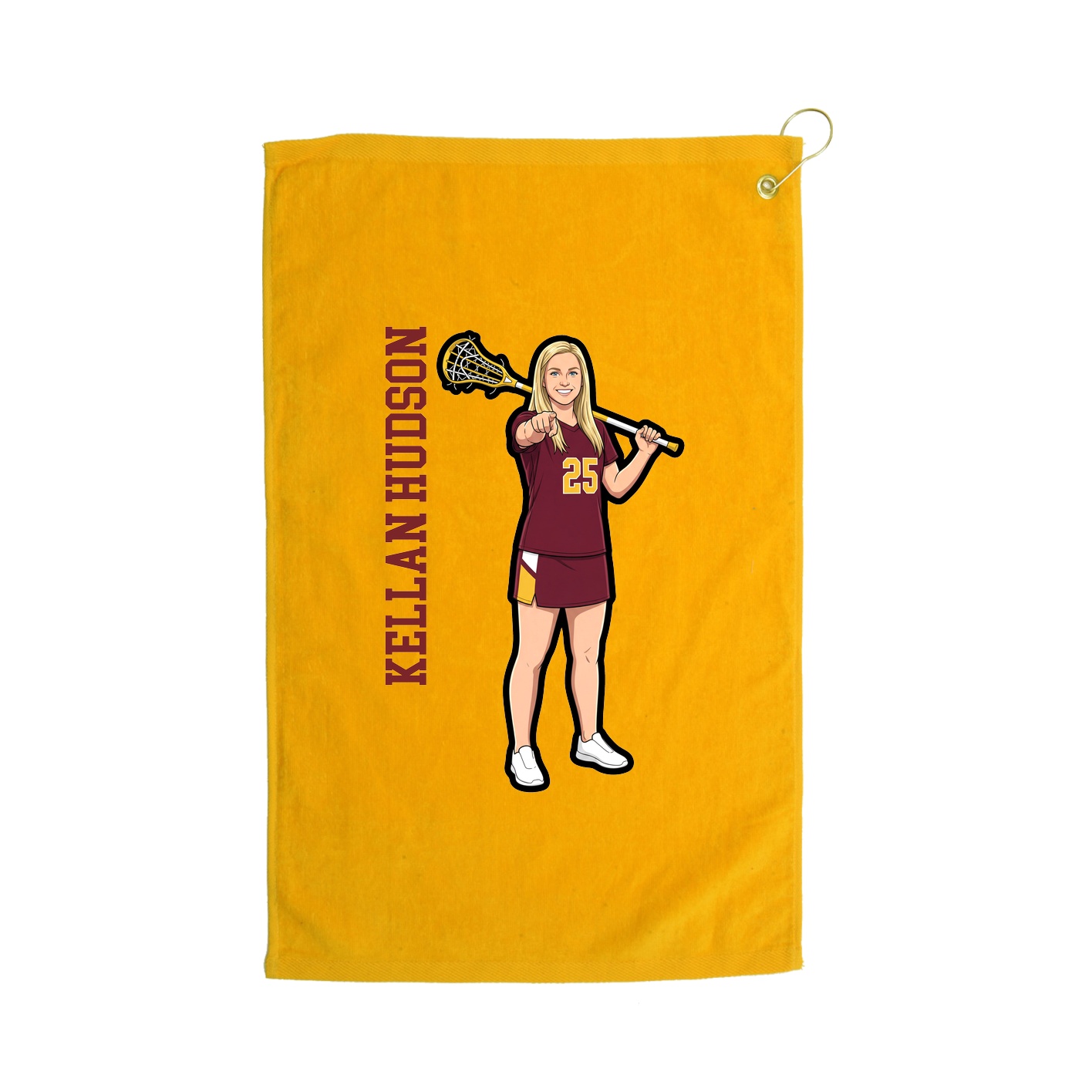 Golf Towel — Name Vertical in Gold