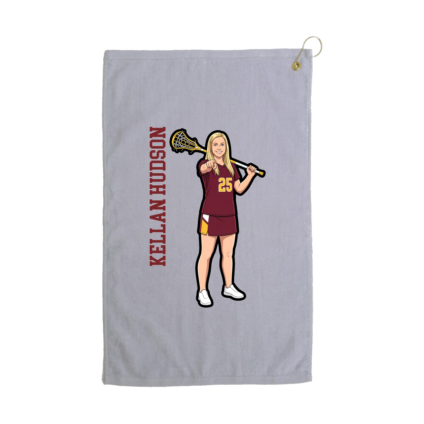 Golf Towel — Name Vertical in Grey