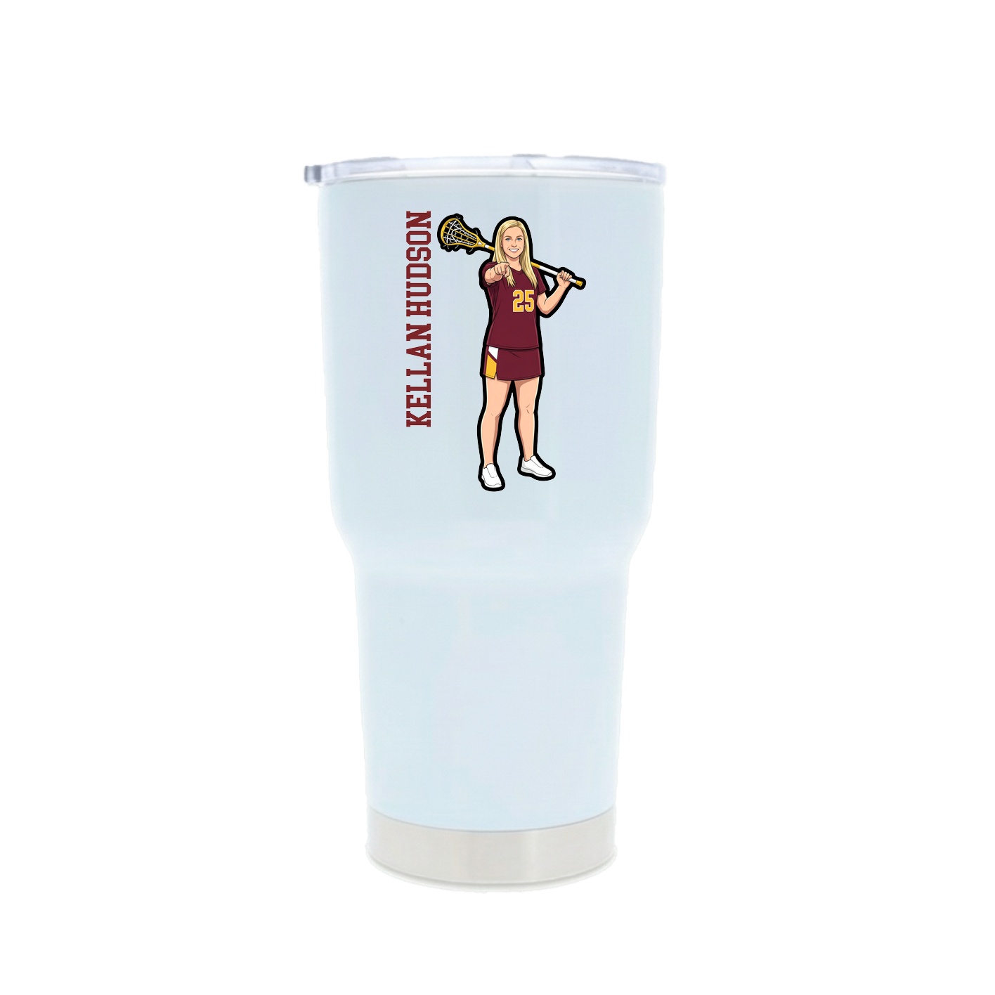 30oz Stainless Steel Tumbler — Name Vertical in White