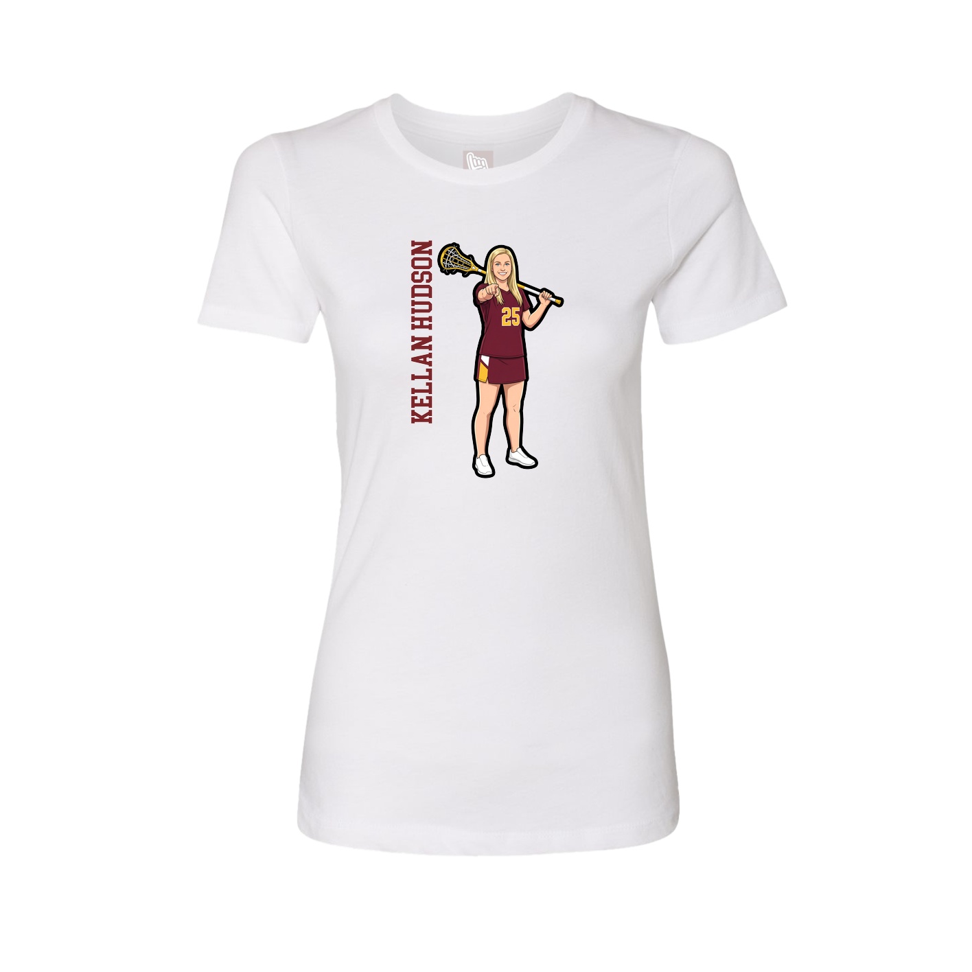 Womens Tee — Name Vertical in White