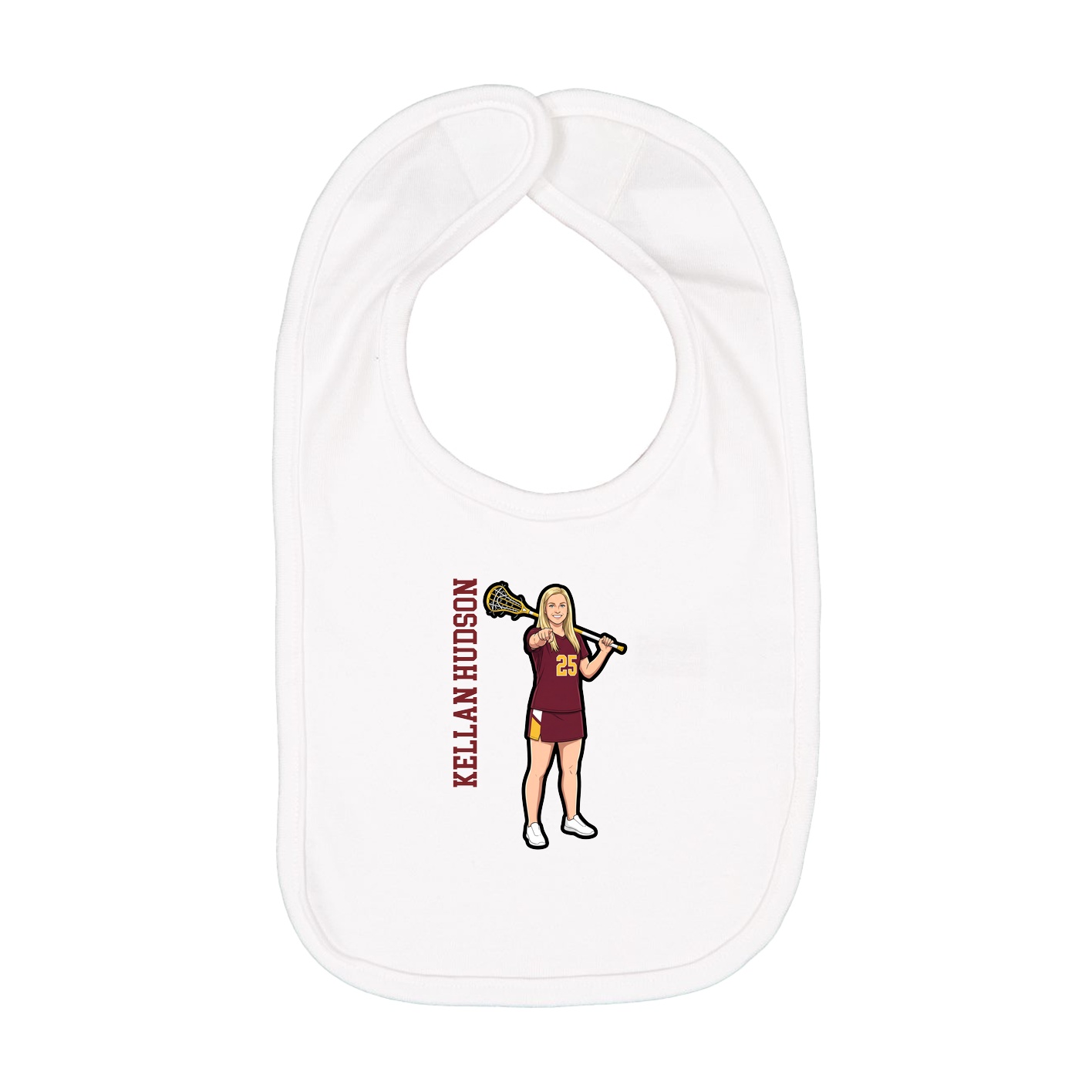 Infant Bib — Name Vertical in White