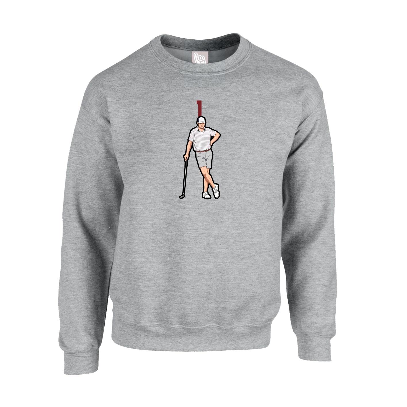 Fleece Crew — Number Top in Grey