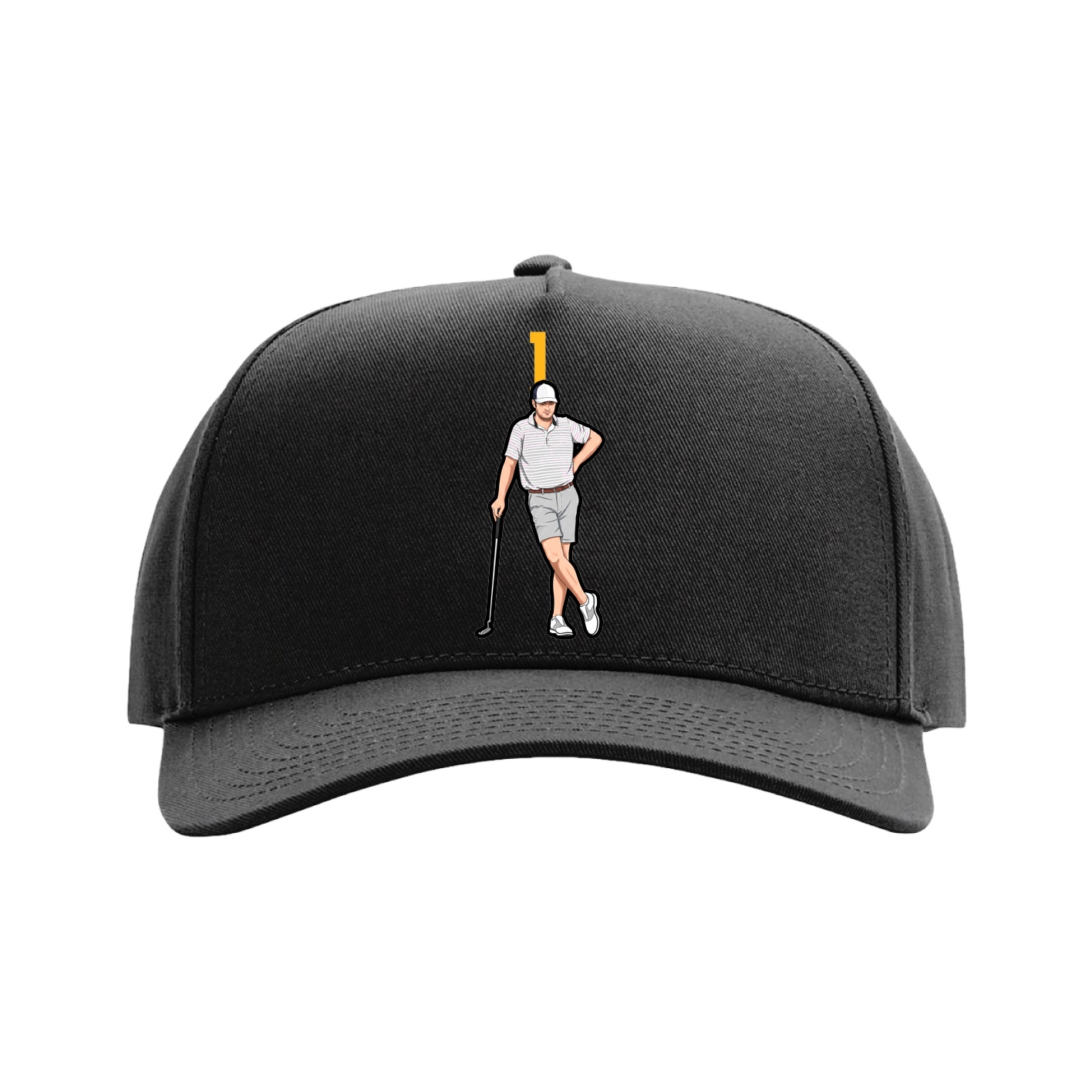 Full Fabric Five-Panel Champ Cap — Number Top in Black