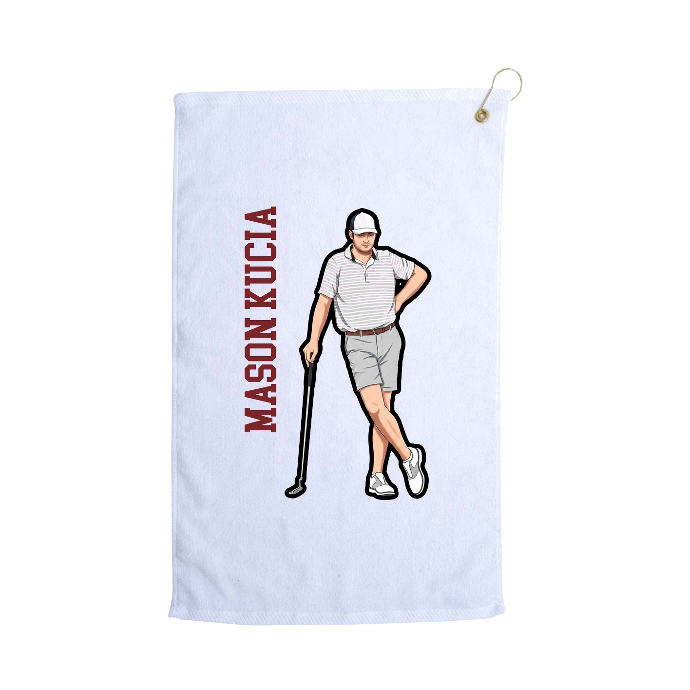 Golf Towel — Name Vertical in White