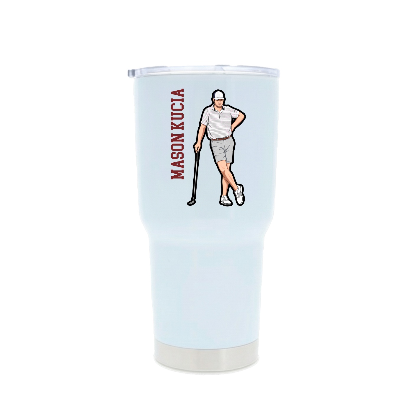 30oz Stainless Steel Tumbler — Name Vertical in White