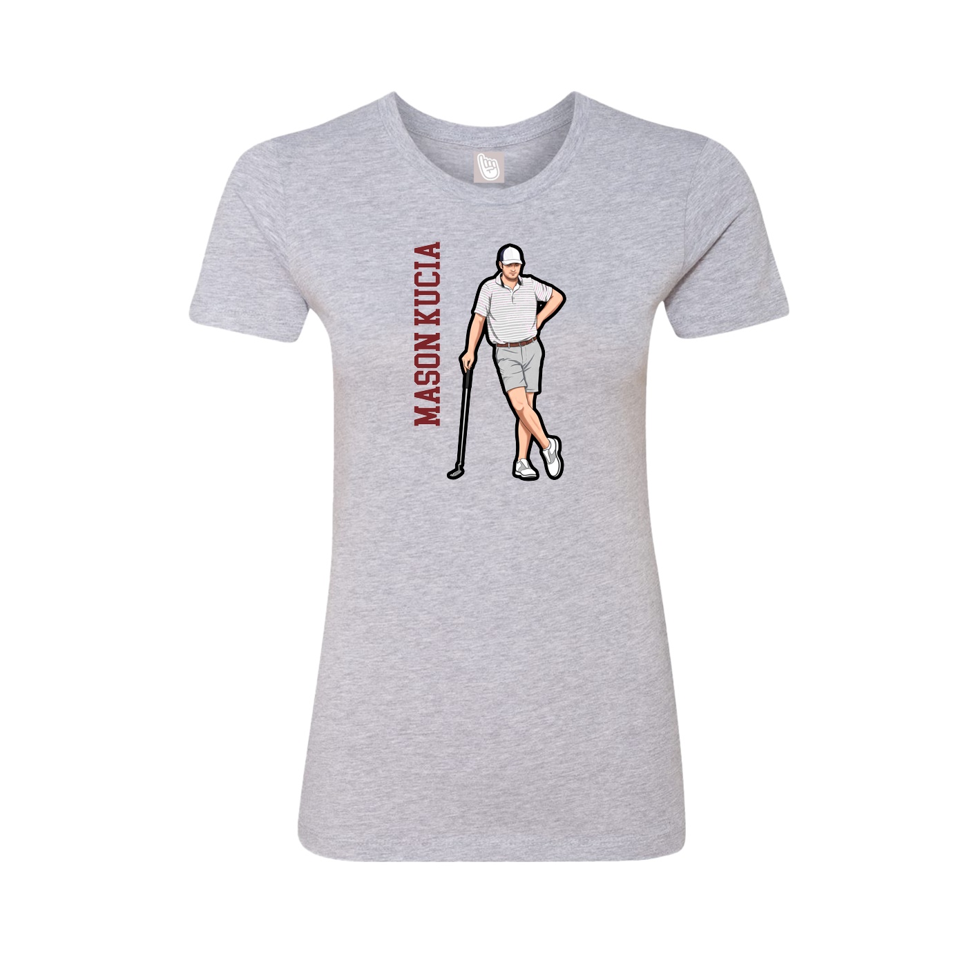 Fitted Women's Tee — Name Vertical in Grey