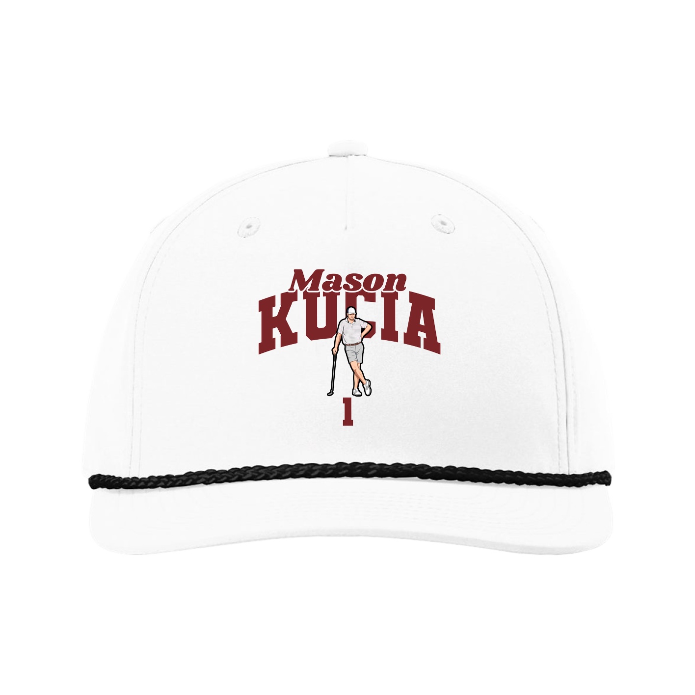 Five-Panel Classic Rope Cap — Signature Arch in White