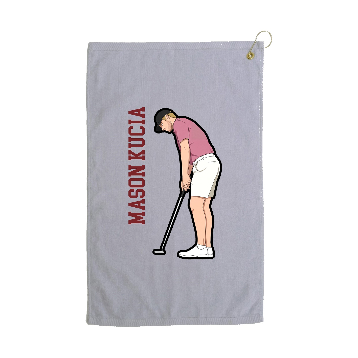 Golf Towel — Name Vertical in Grey