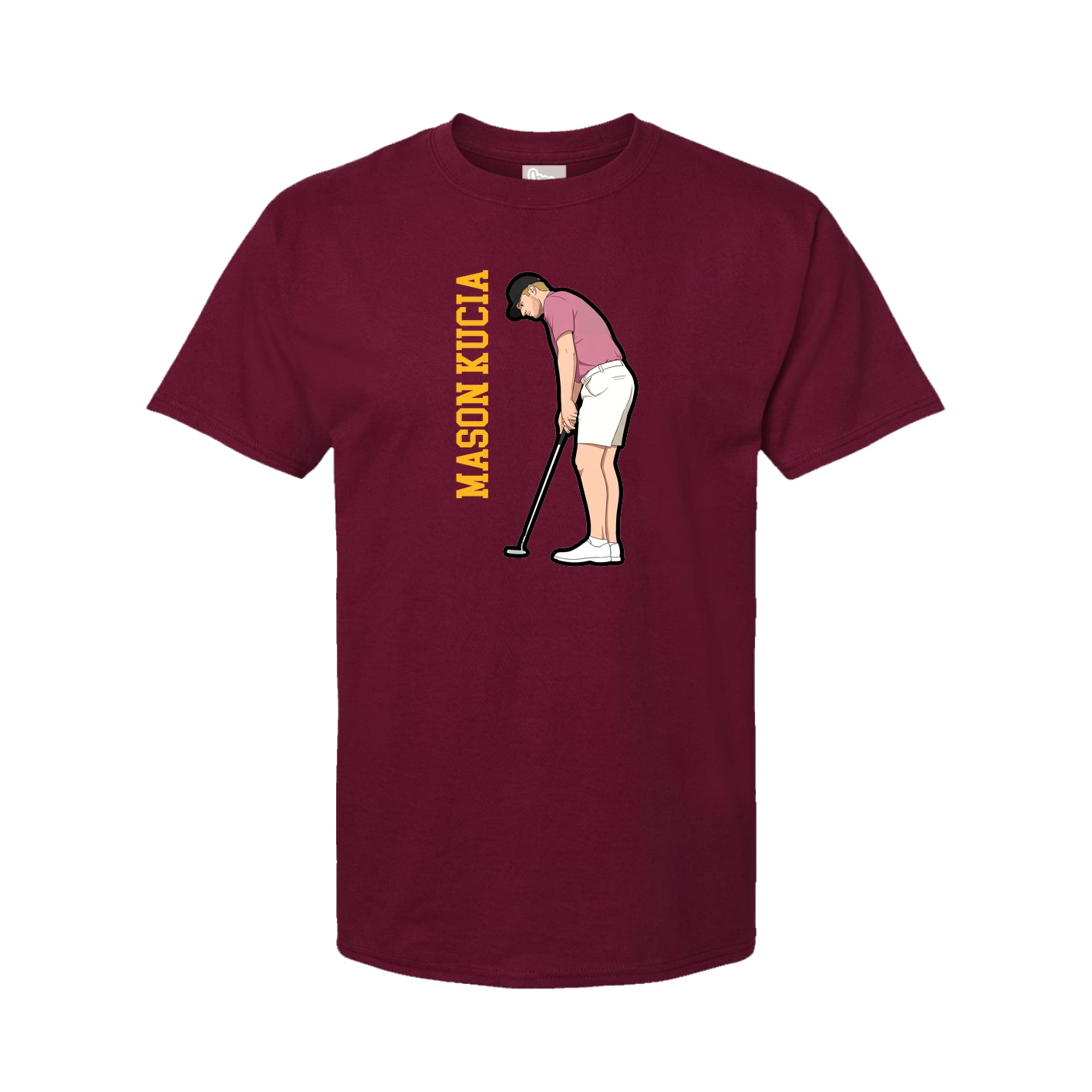 Youth Tee — Name Vertical in Cardinal