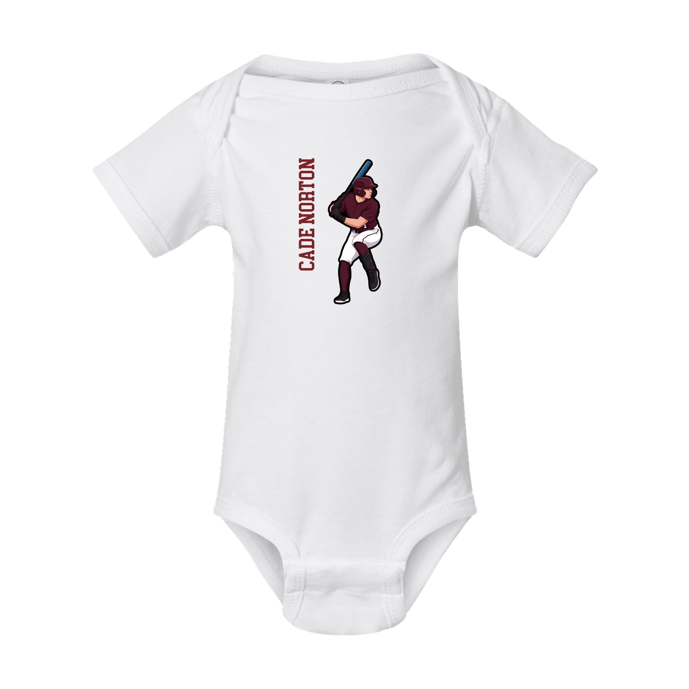Baby Onesie — Name Vertical in White