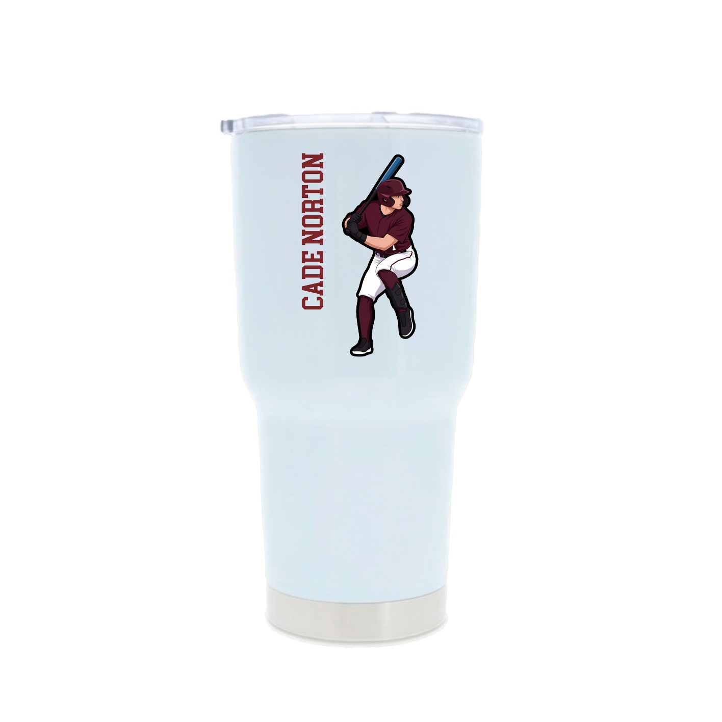 30oz Stainless Steel Tumbler — Name Vertical in White